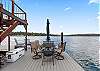 Dock with table/chairs, Igloo cooler plus Igloo refrigerator 