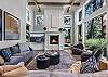 Stunning Grand Room with Vaulted Ceiling, Fireplace, TV, and Views