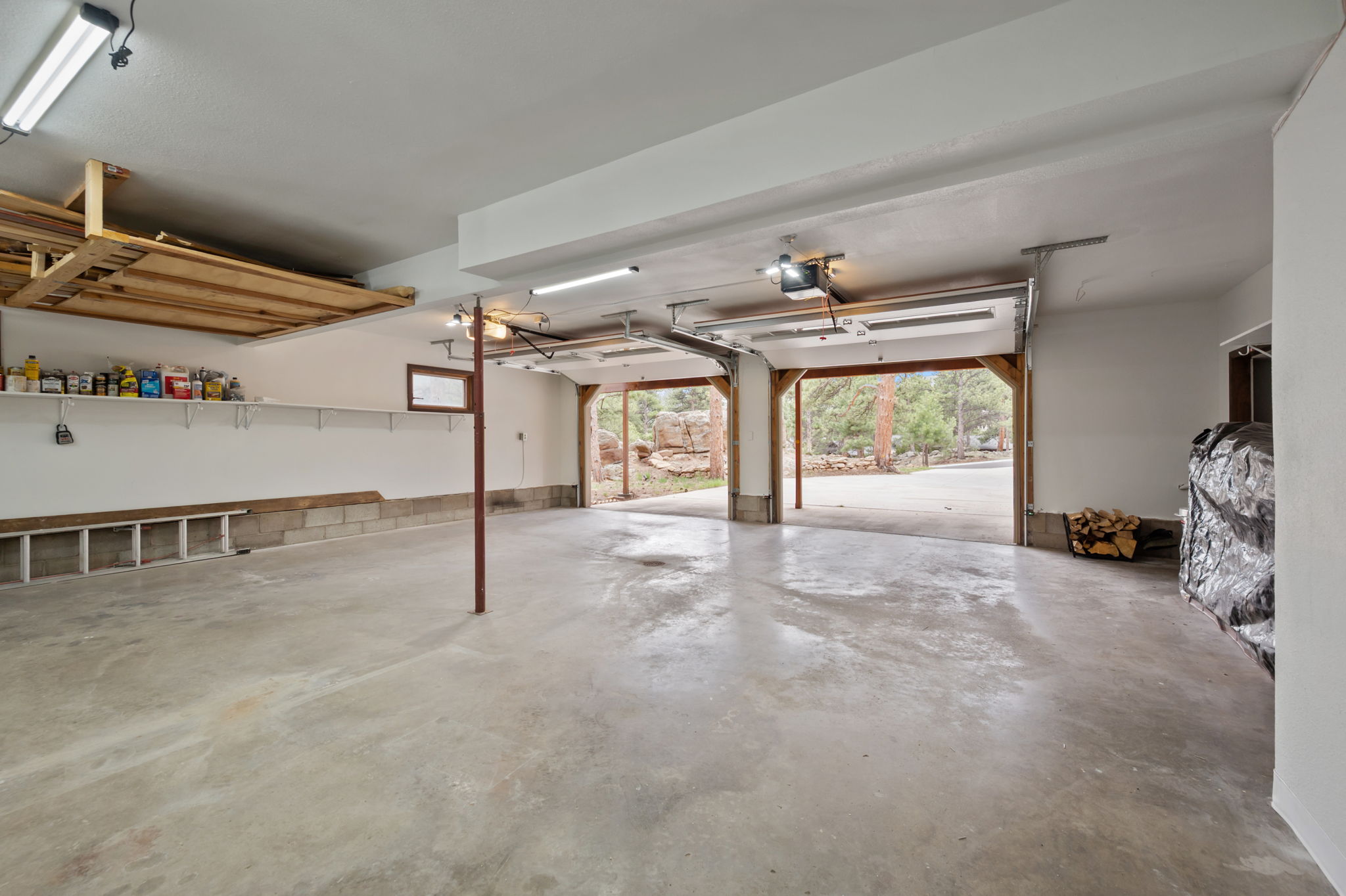 The two-bay garage has plenty of space for parking.