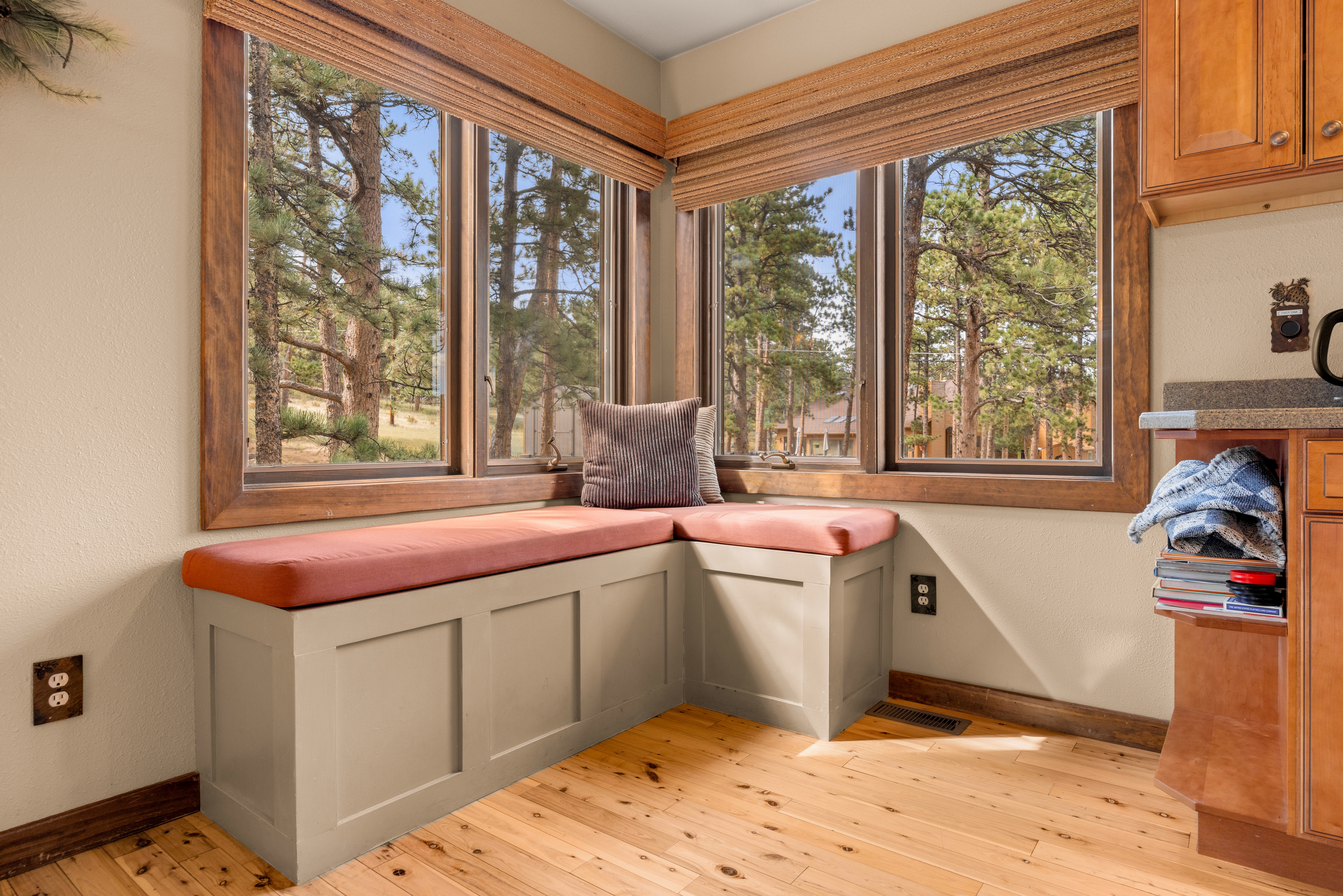 Reading nook in the dining area.