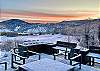 View of the snow-covered mountains from the deck