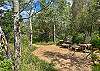 Private nature trail behind the home with stream and waterfall