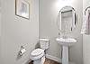 1/2 bath located on the main level in gathering area.