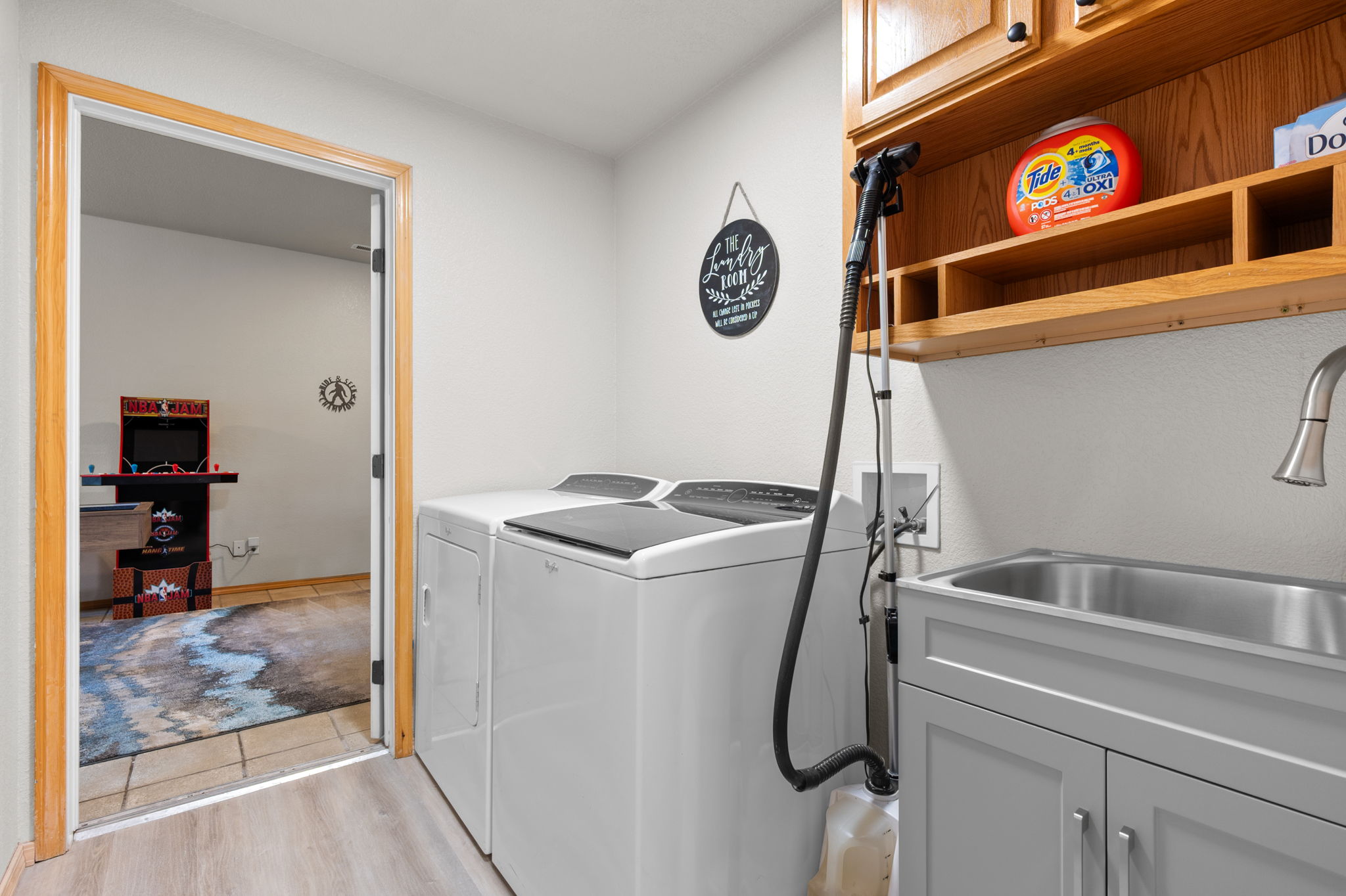 Full size washer and dryer on site