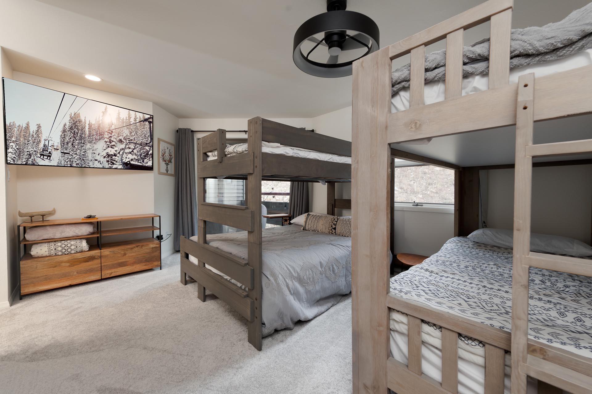2nd Bedroom - Bunk Bed (Single over Queen) and (Single over Single) - TV and Deck Access