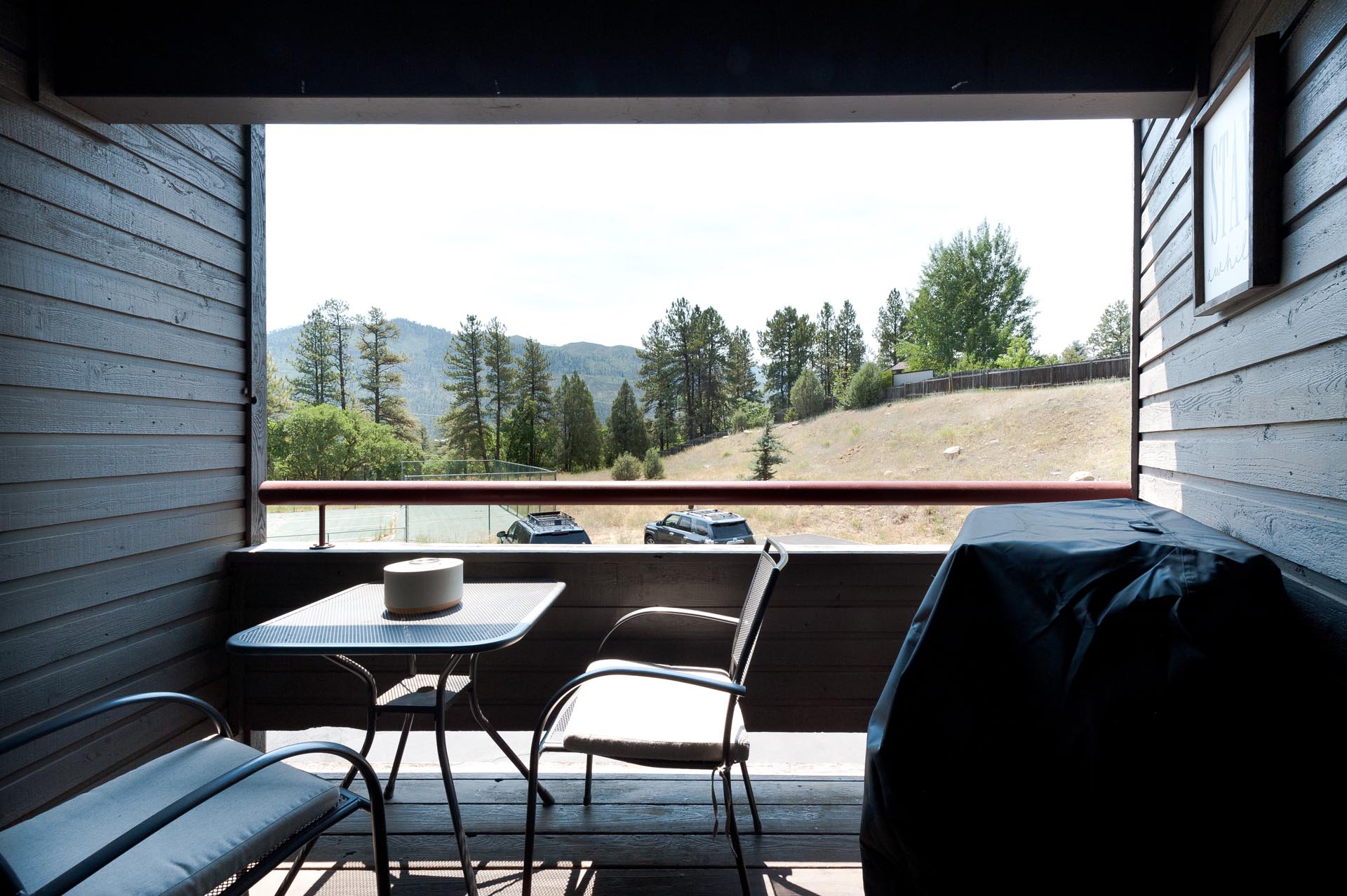Deck off the Main Living Space with mountain views and BBQ Grill