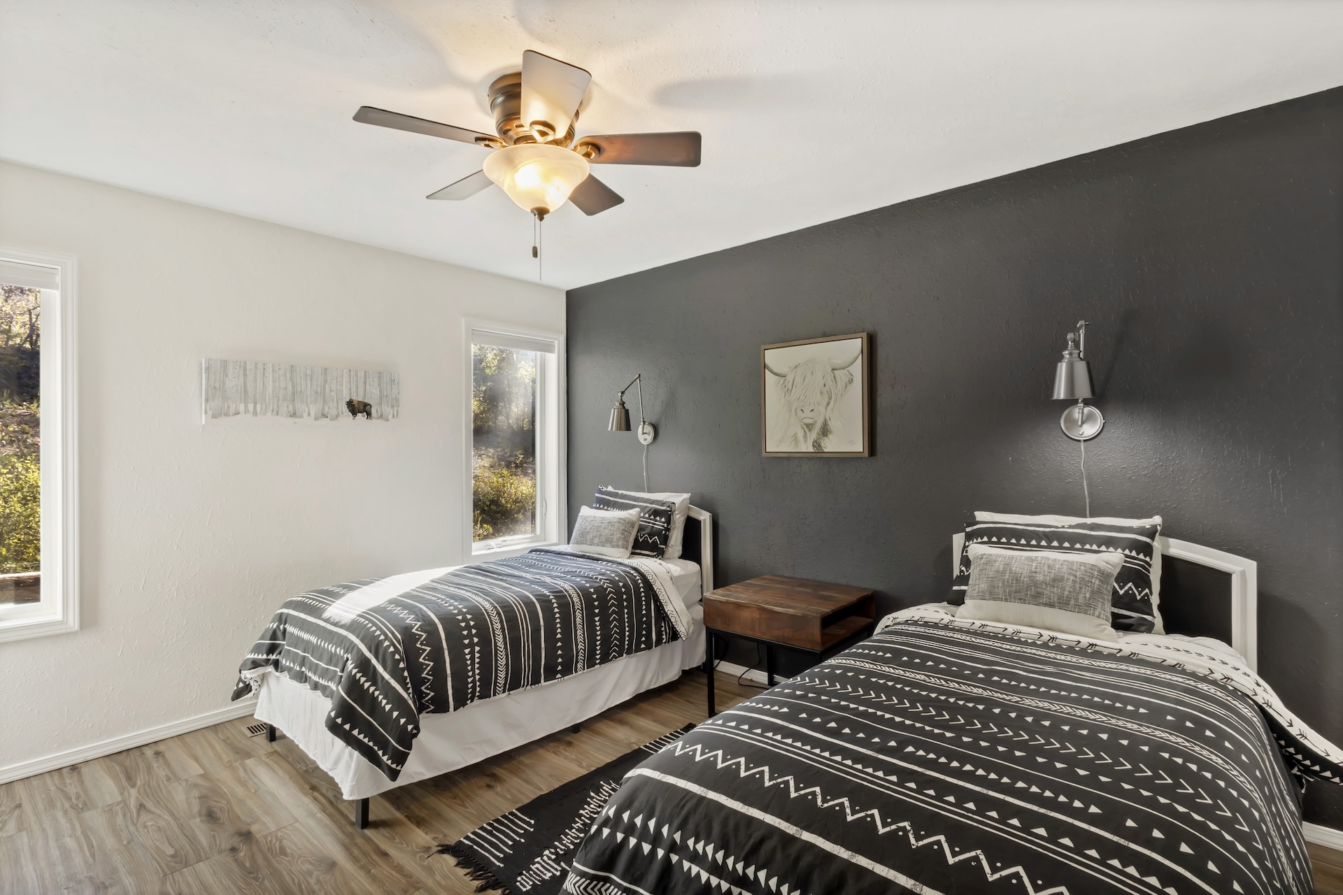 Second bedroom with two (2) twin beds and smart TV.