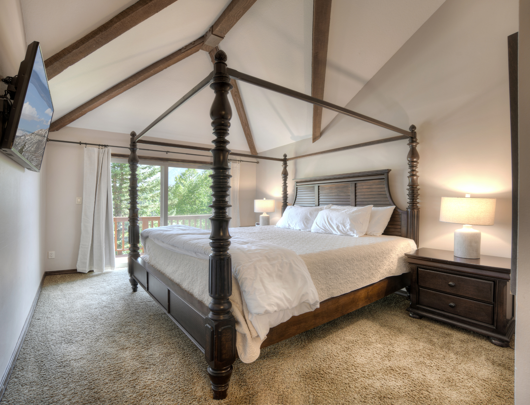 Master Bedroom - King, TV, Deck and attached bathroom (Upstairs)