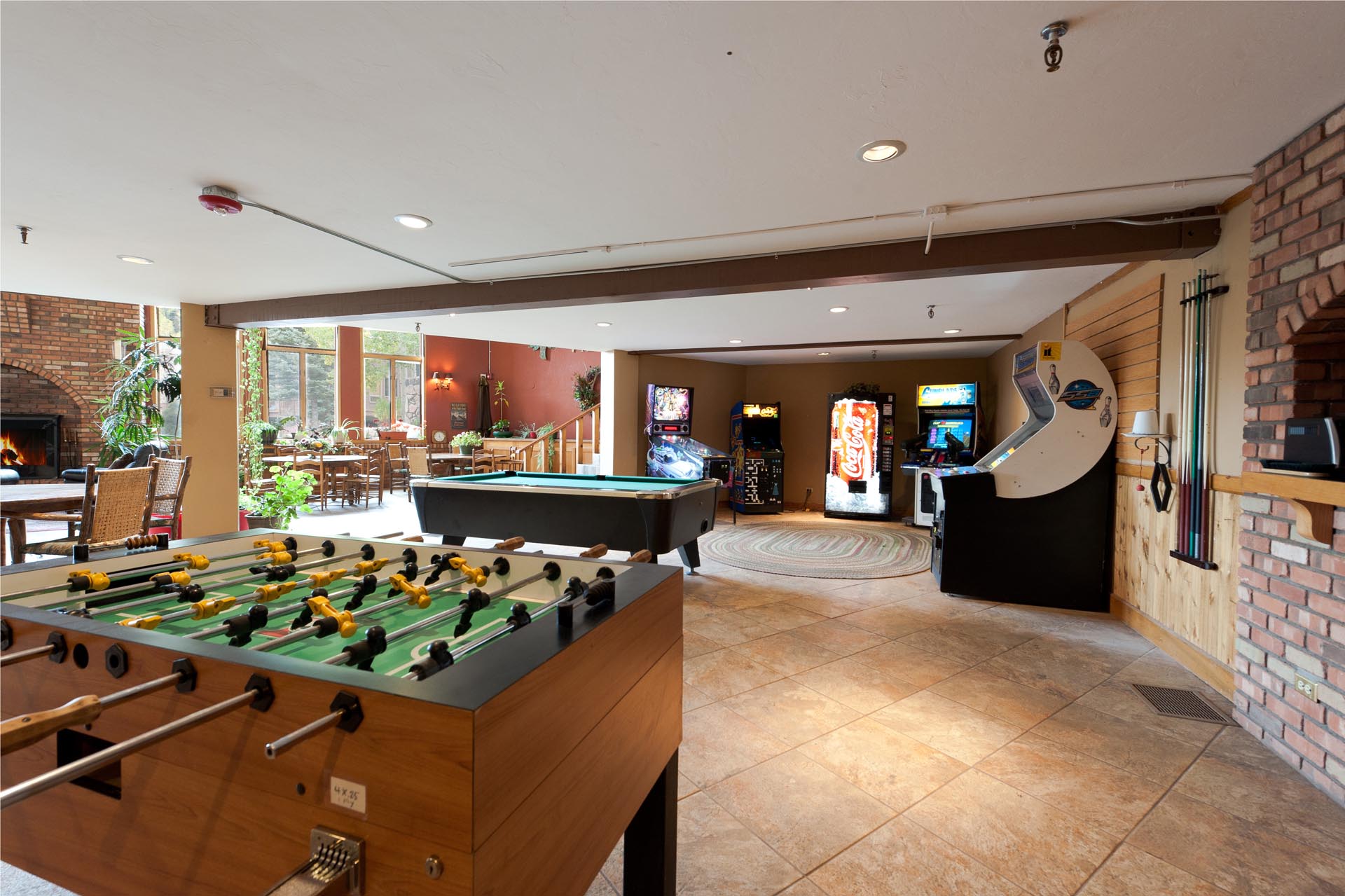 Game room in the main building at Cascade Village