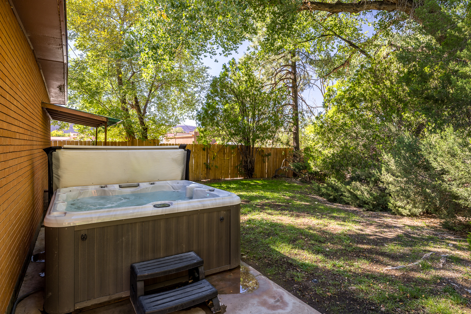 Sit back and relax in one of two hot tubs on site!