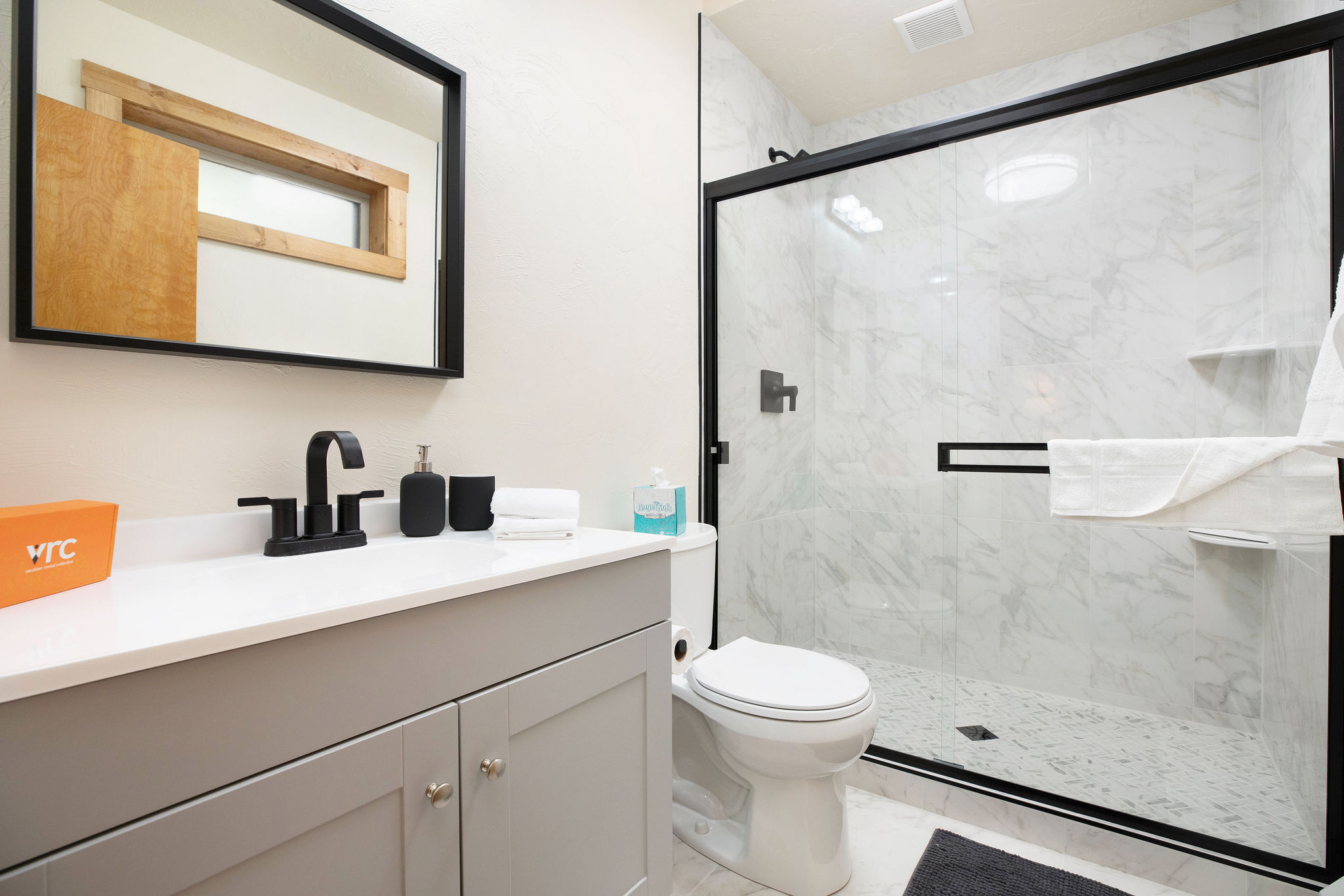 Full bathroom featuring a sleek walk-in shower.