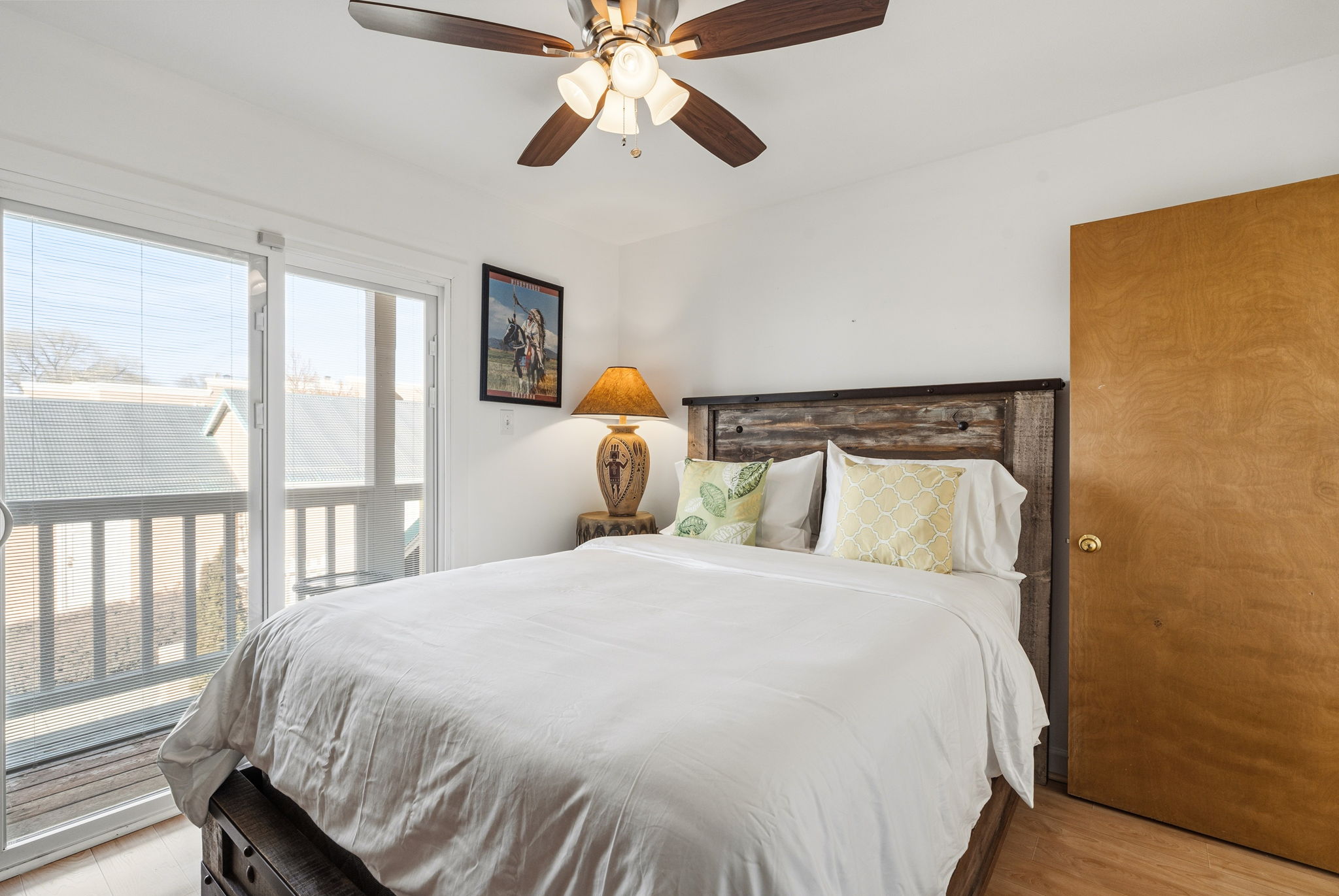 Well-appointed queen bedroom designed for a restful night’s sleep.
