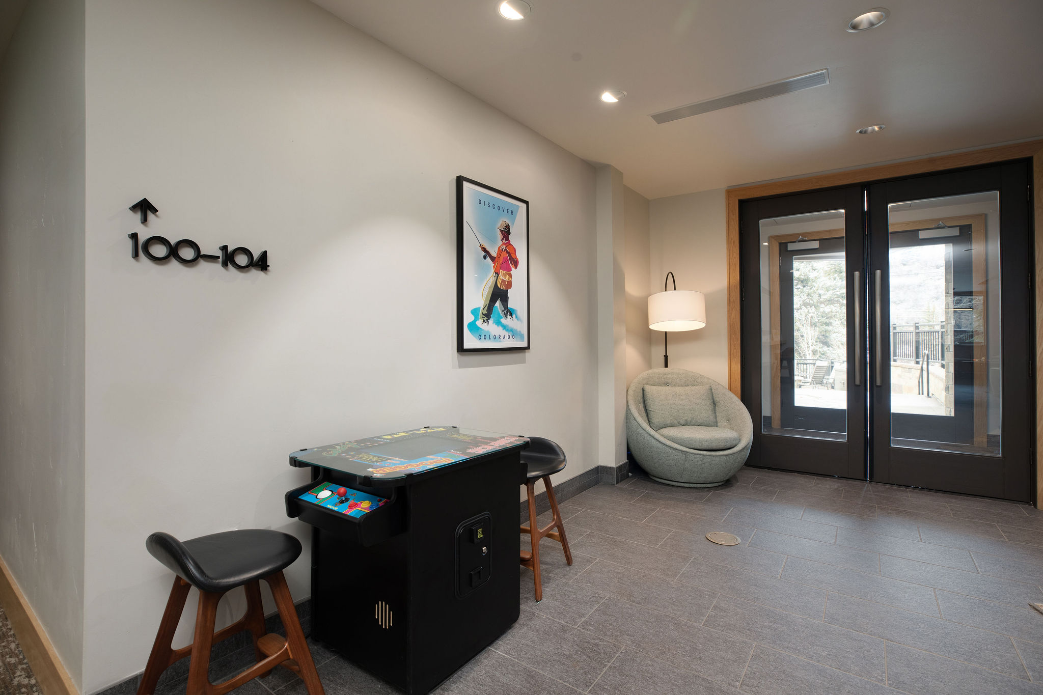 Quiet corner with desk space for remote work or planning your next mountain adventure