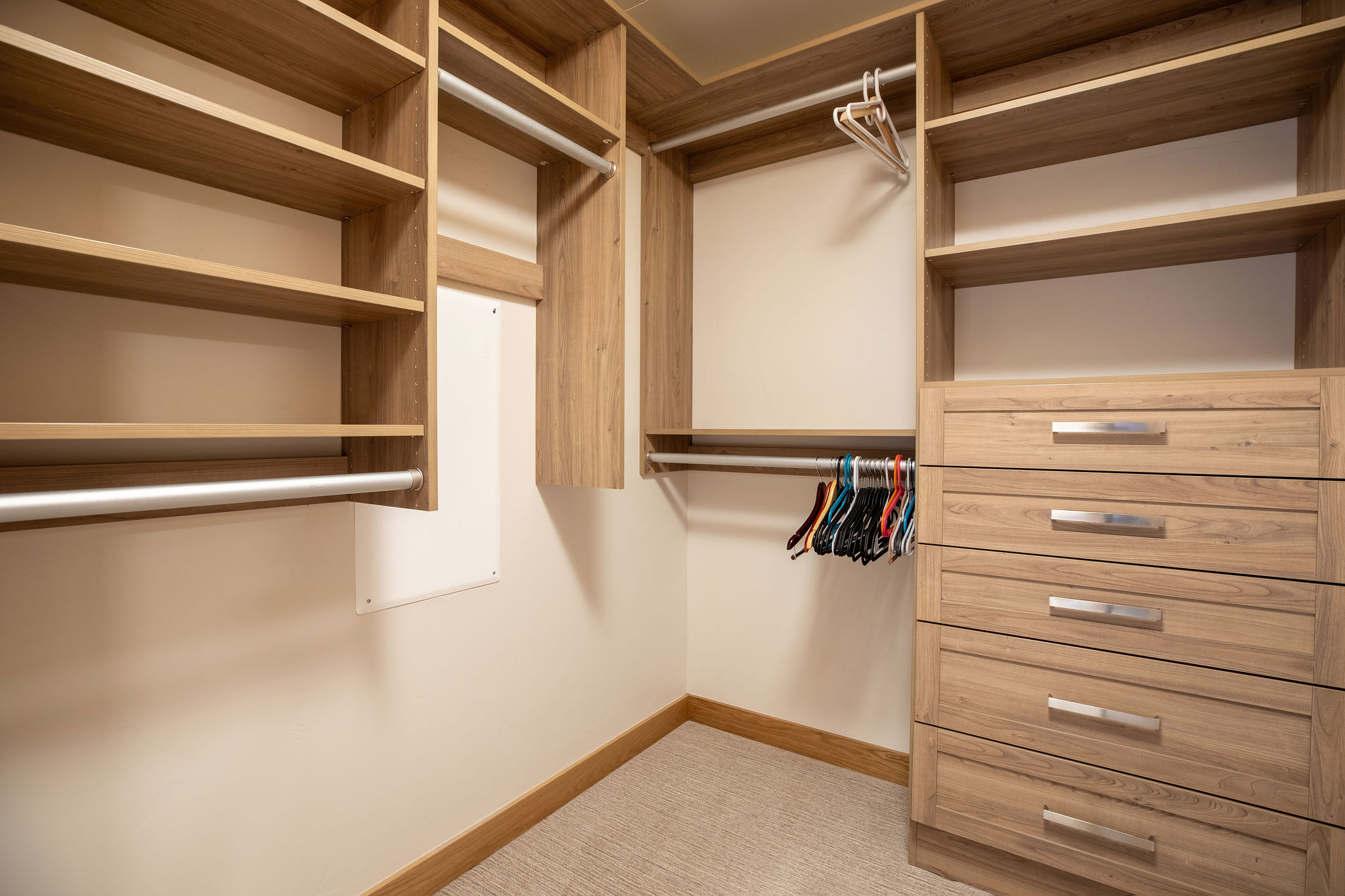 Generous walk-in closet with plenty of space for all your ski gear and mountain apparel