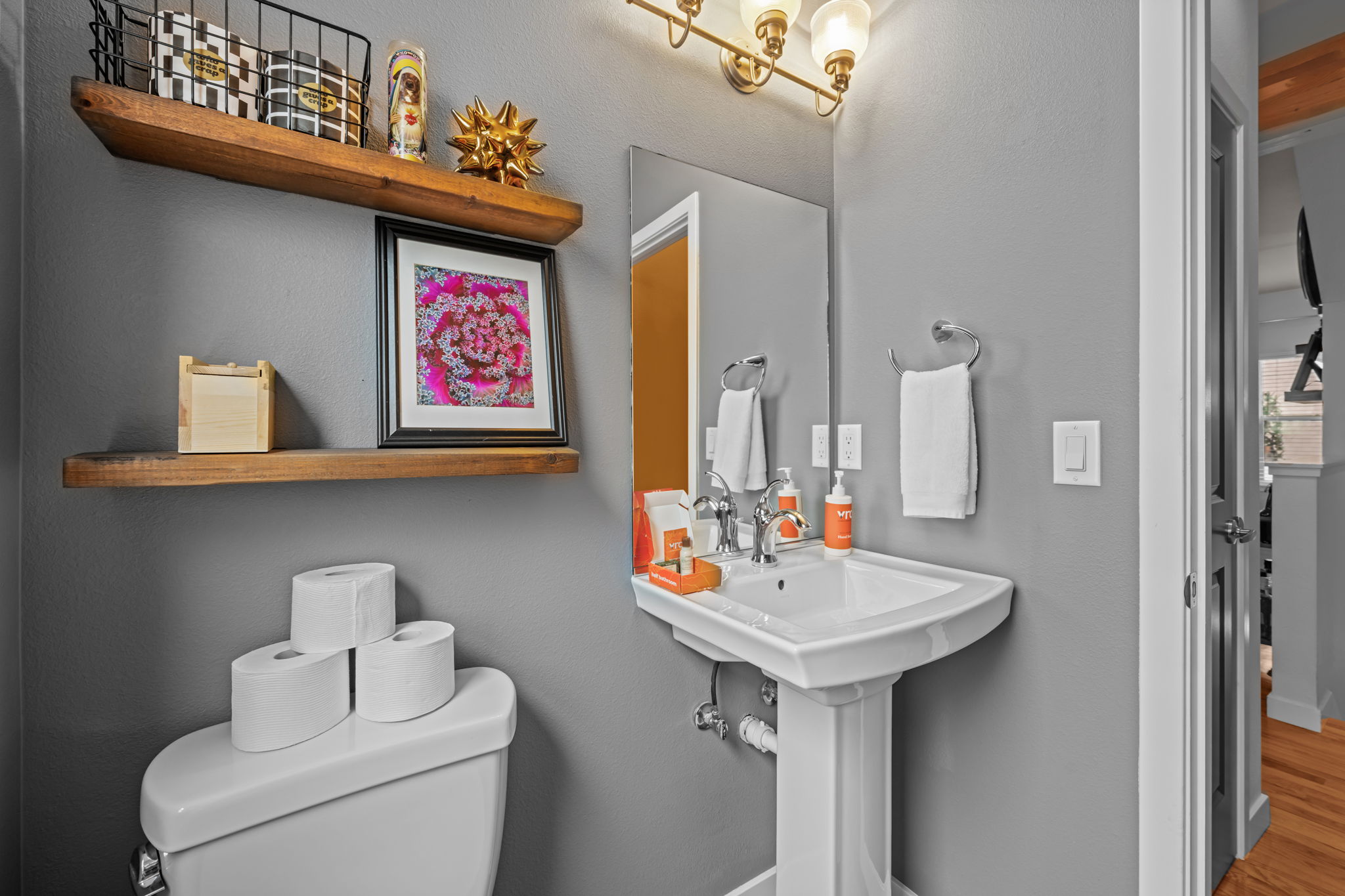 Sleek bathroom with walk-in shower—contemporary style throughout