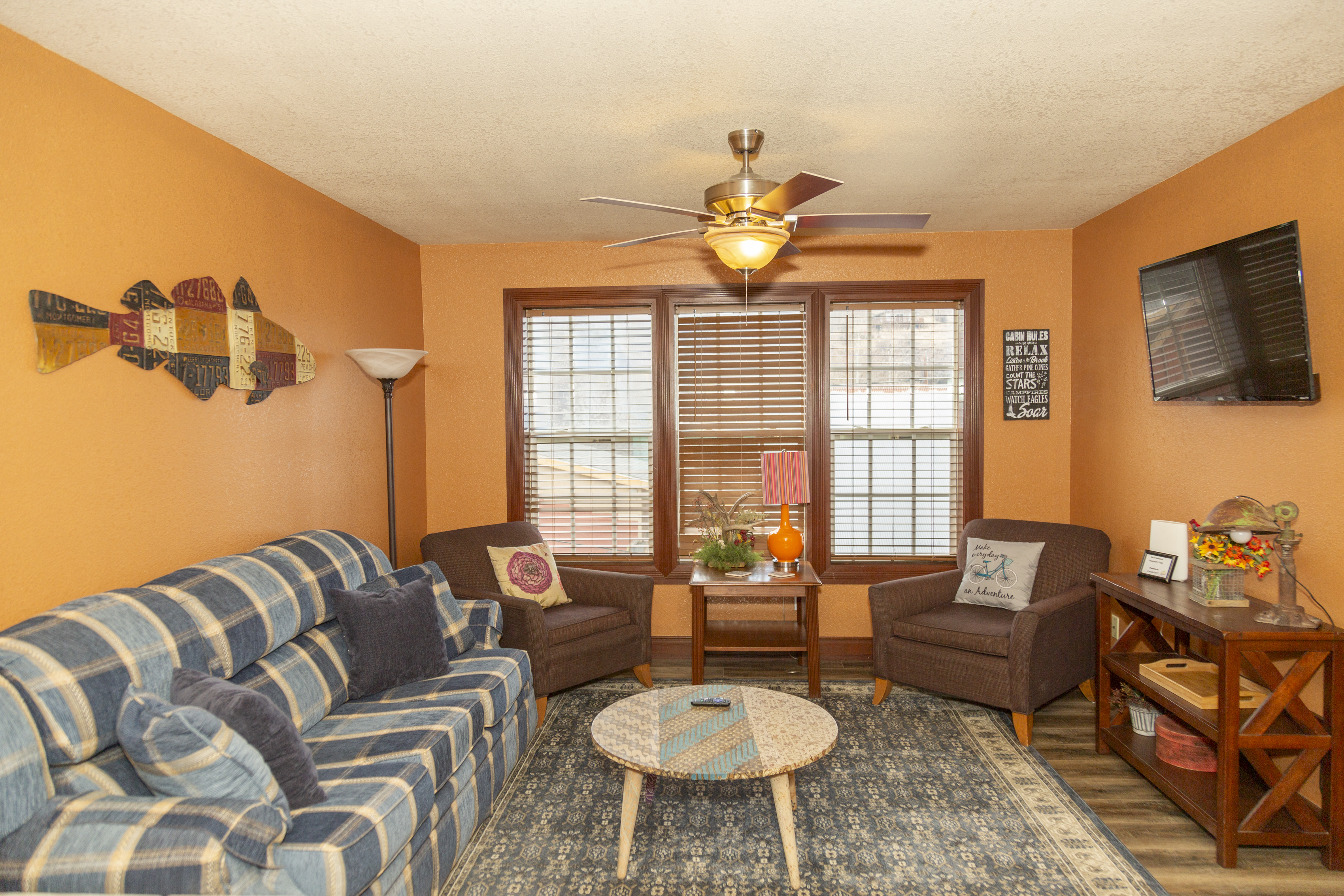 Cozy living area with comfortable seating and natural light, perfect for gathering after a day exploring Creede.