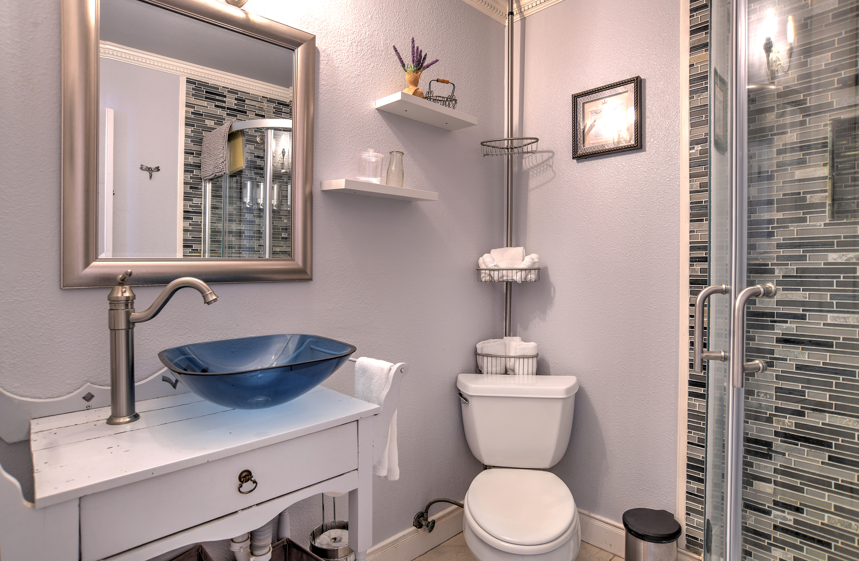 Rose Garden Retreat bathroom with walk in shower.