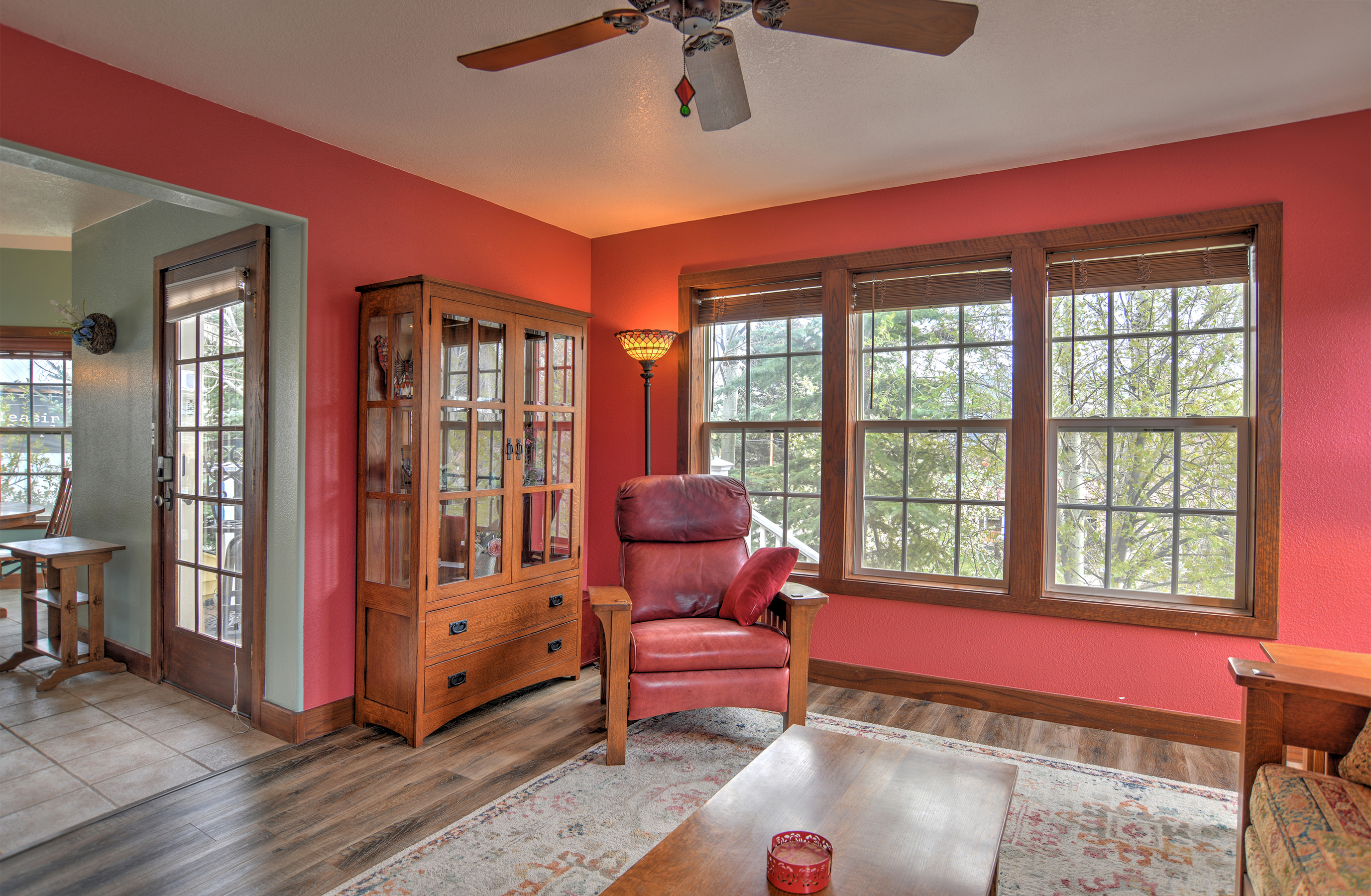 Enjoy our cozy living room with mountain views that opens into the kitchen area. The sofa also converts into a sleeper sofa for additional guests.