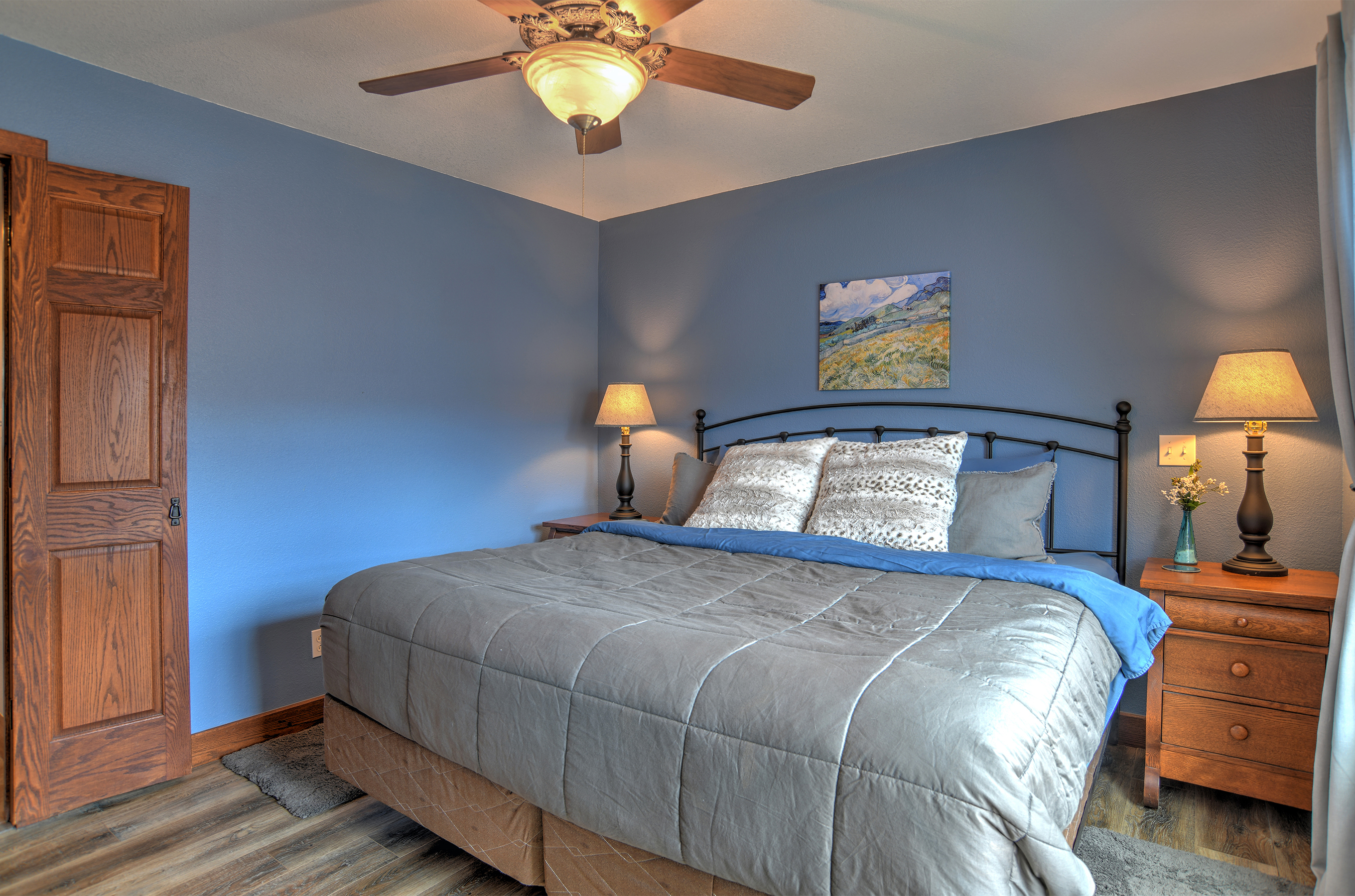 Main bedroom with king bed. 