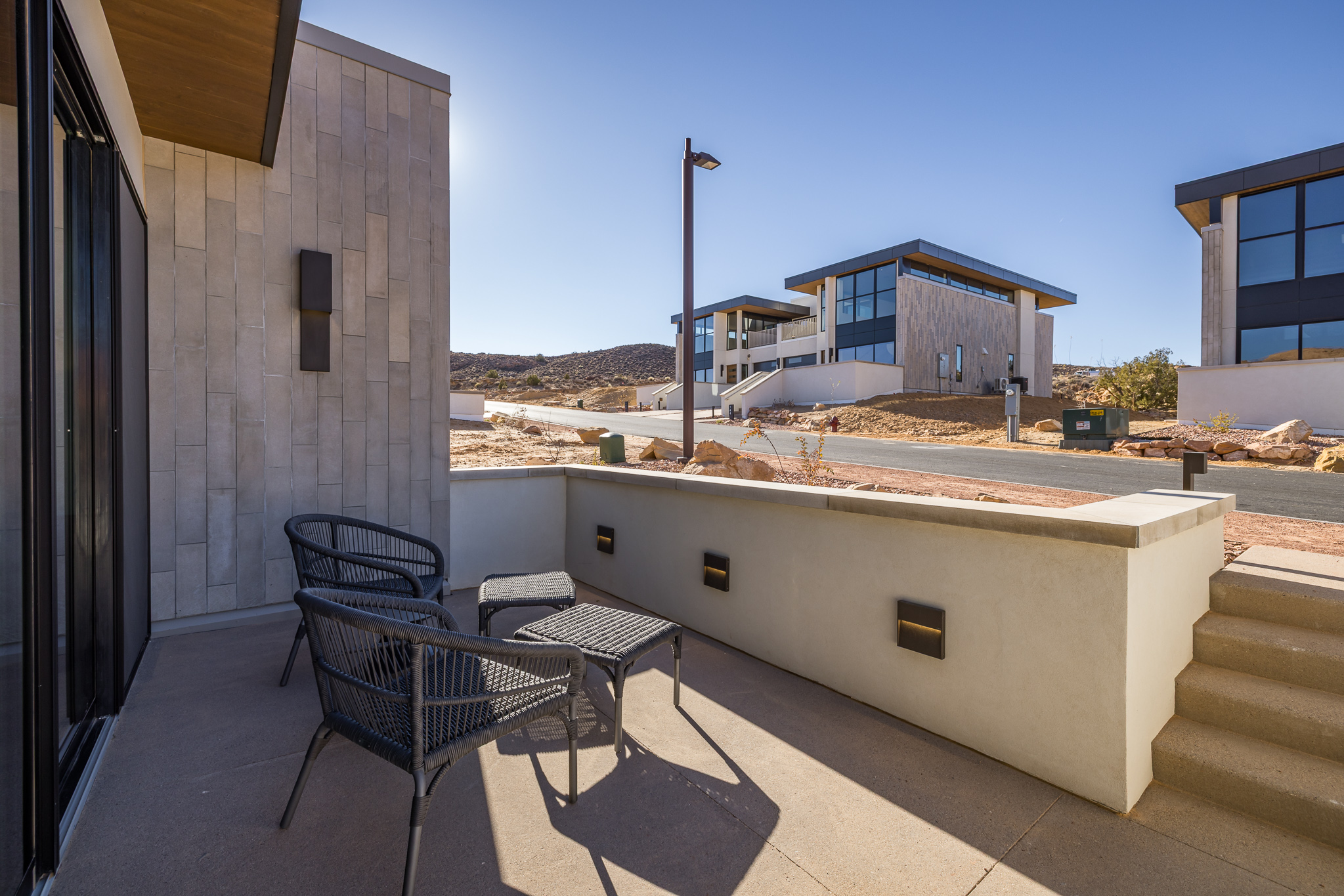 Front patio area with seating