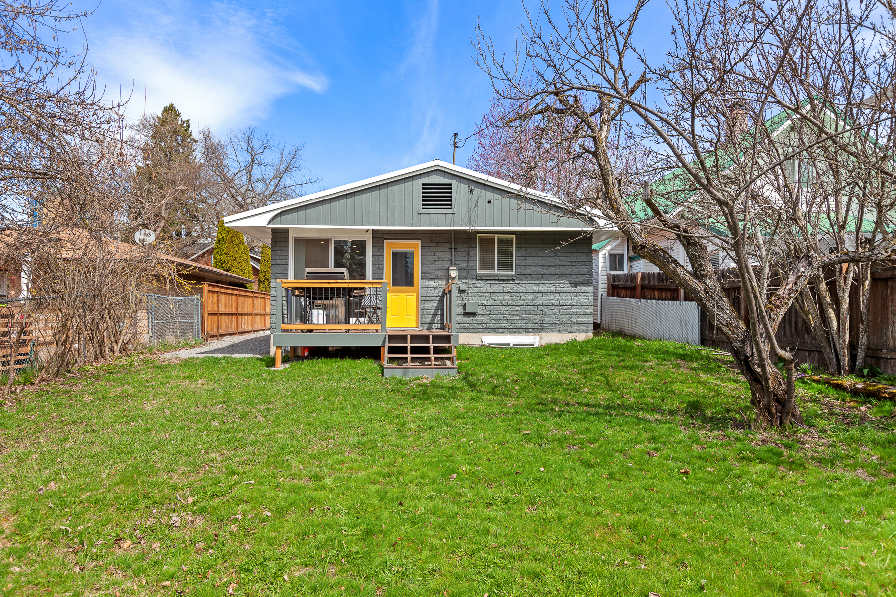 Partially fenced-in yard