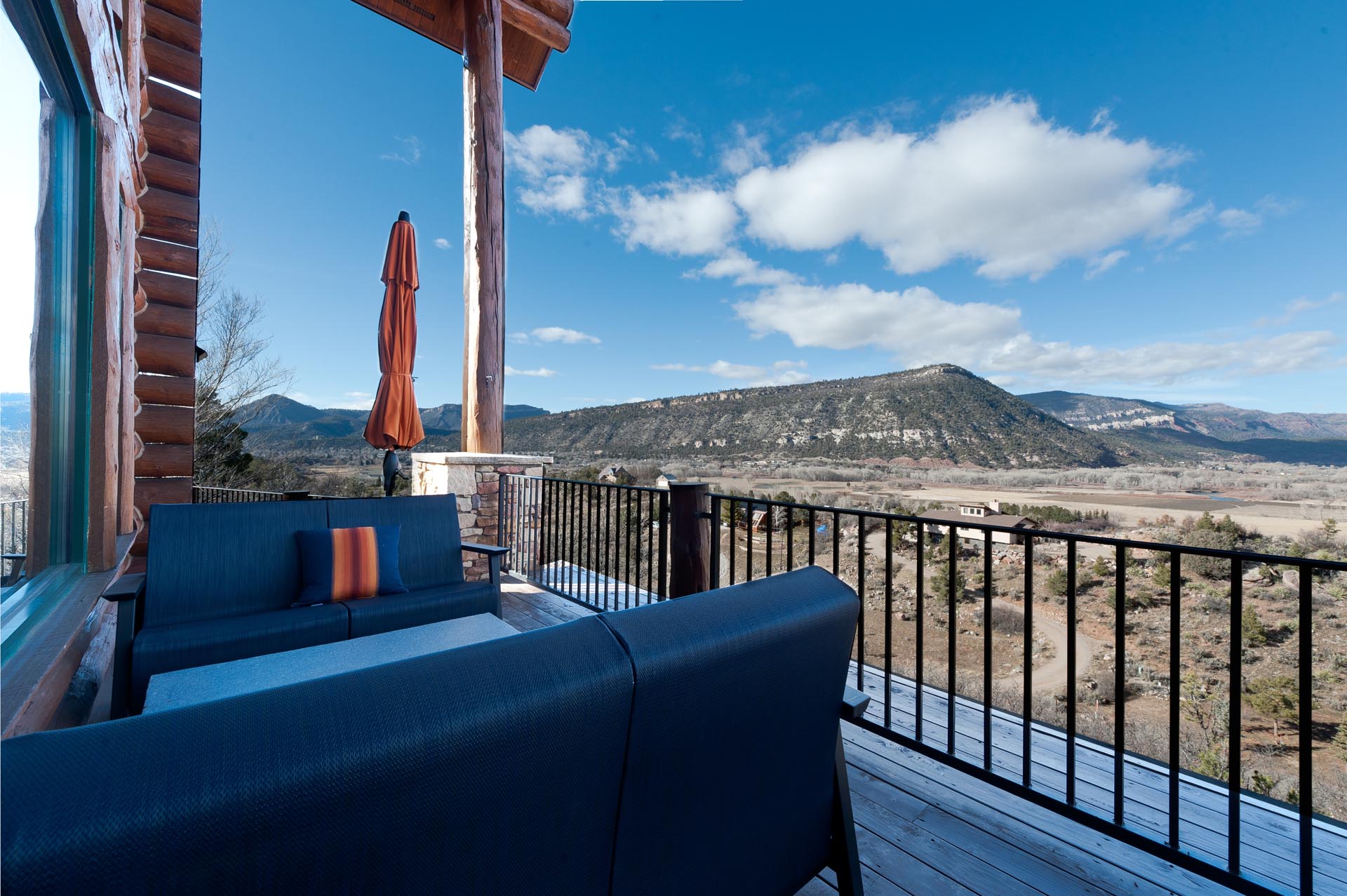 Amazing deck with views, hot tub, gas and wood buring fire pits, dining table, BBQ grill