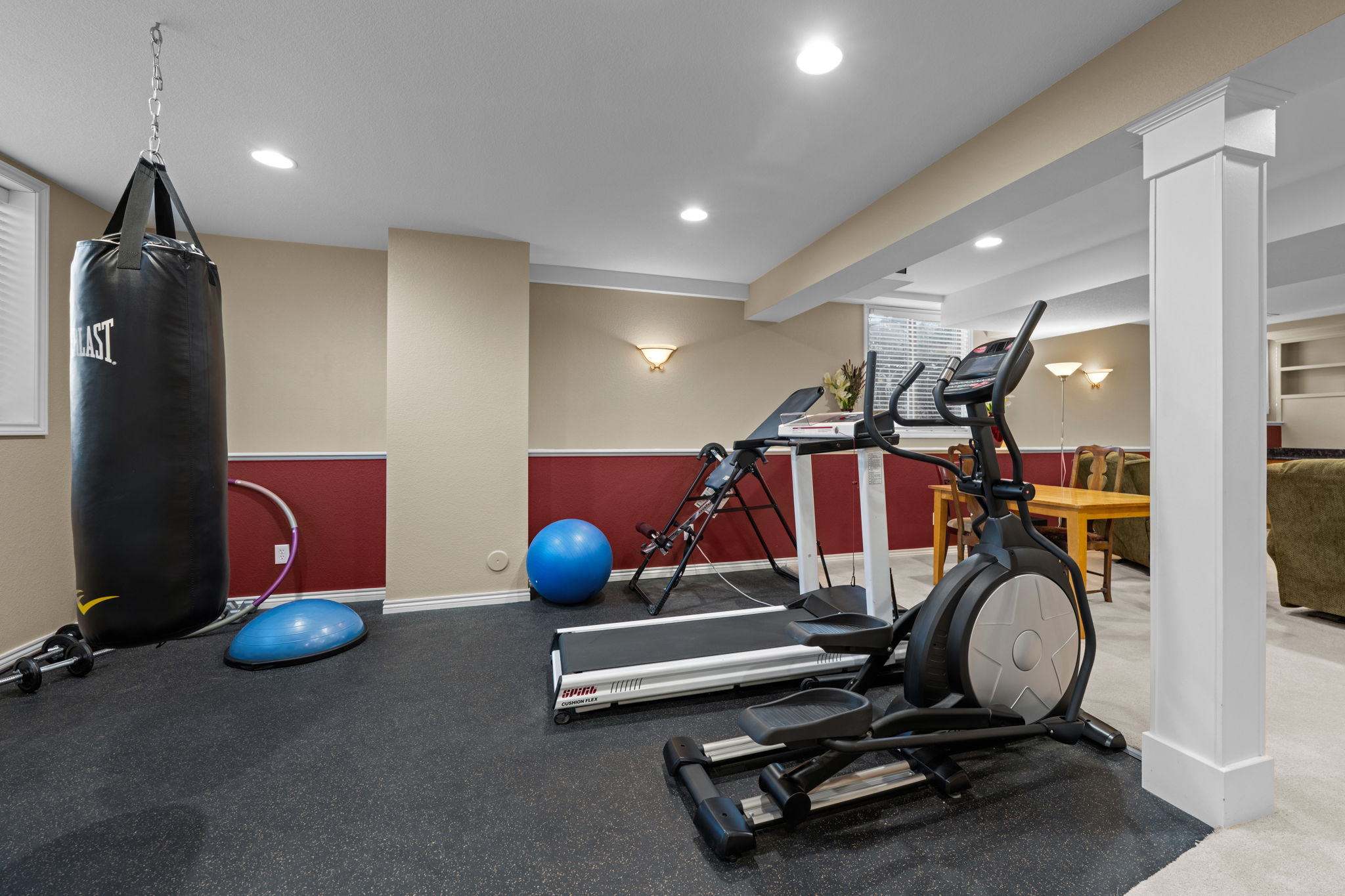 Basement floor plan featuring additional living space and utility areas.