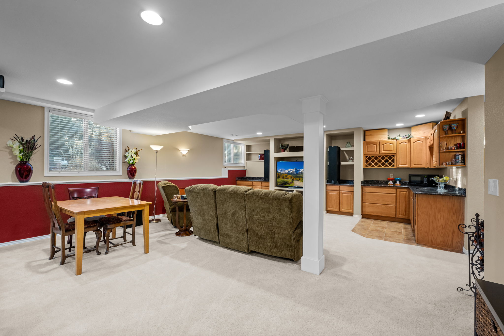 Basement floor plan featuring additional living space and utility areas.