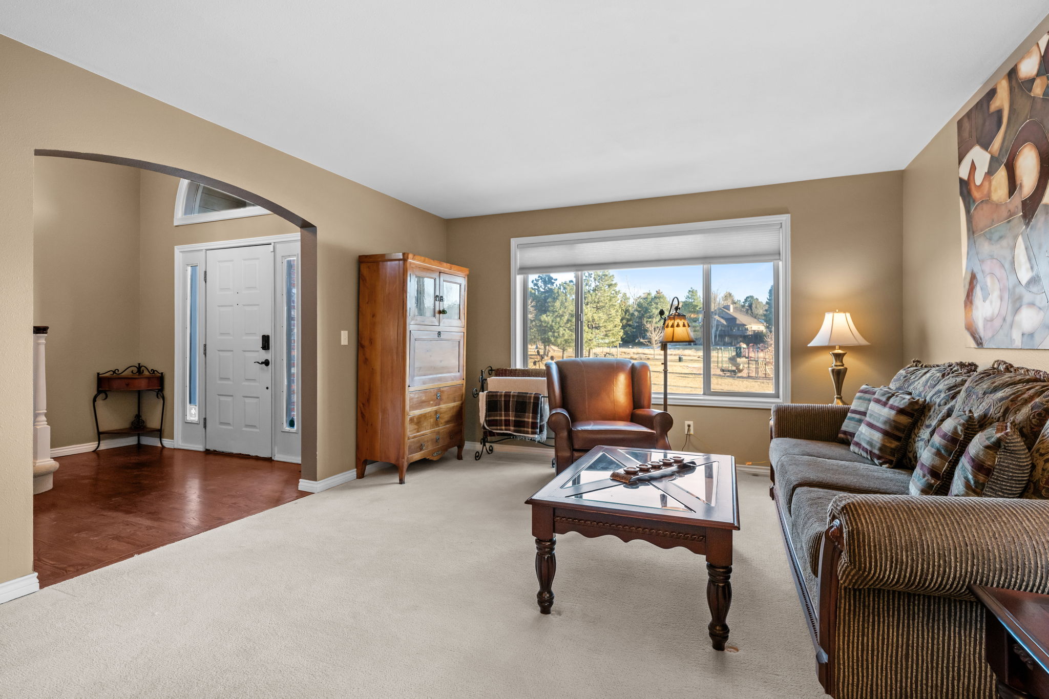 Flexible living space with high ceilings and neutral tones throughout.Quiet Parker neighborhood with nearby walking trails and open spaces.