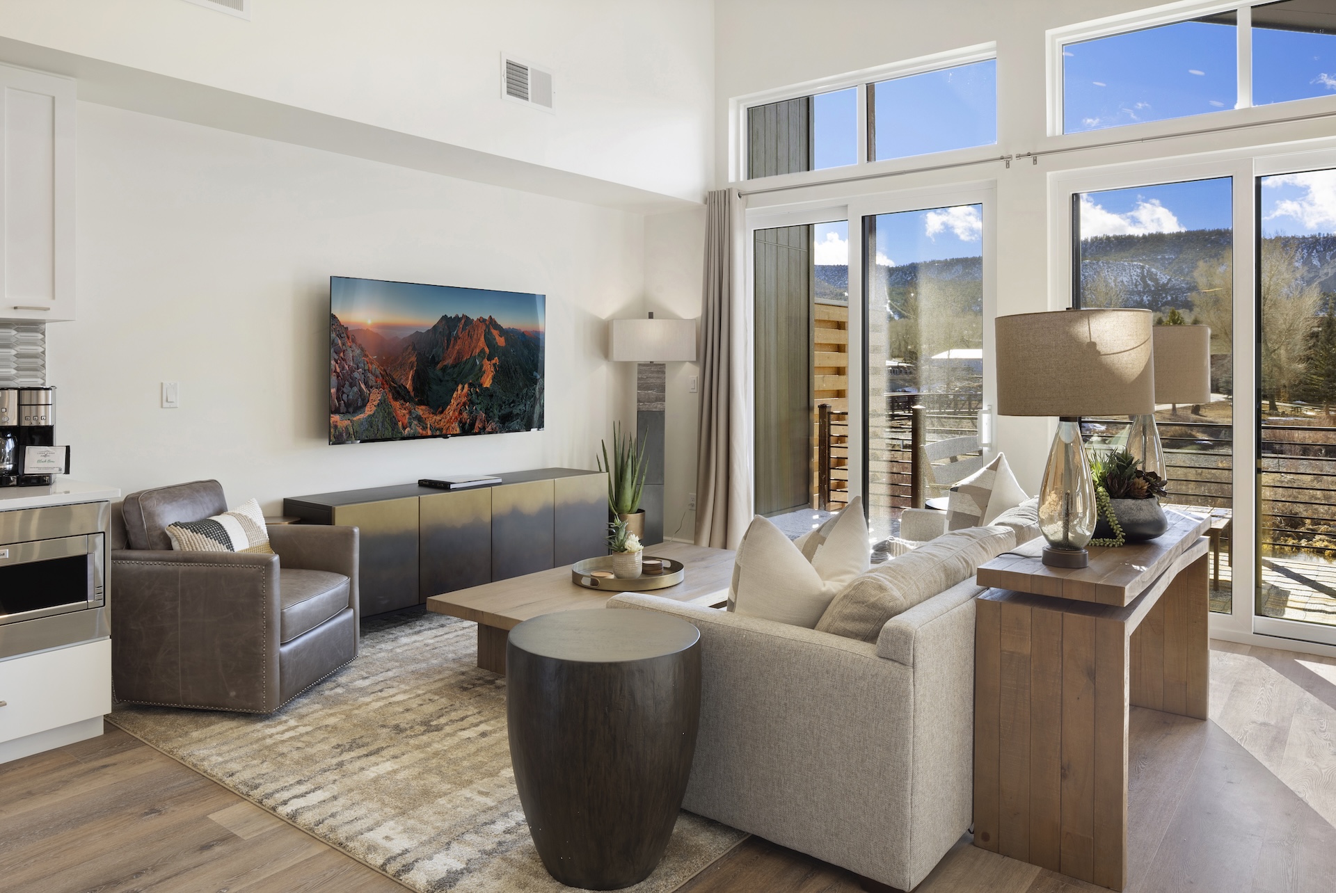 Cozy up in style- this living room is perfect for relaxation and gathering.
