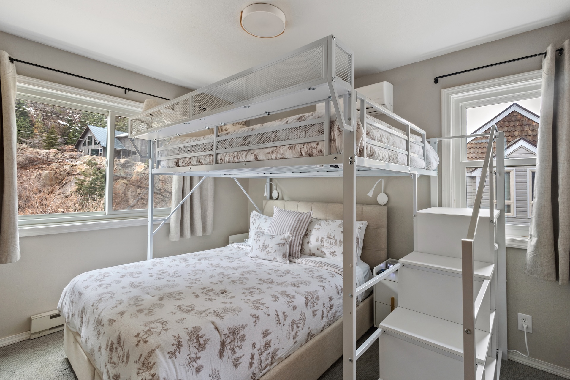 Bedroom #2 features a Queen over Queen bunk bed
