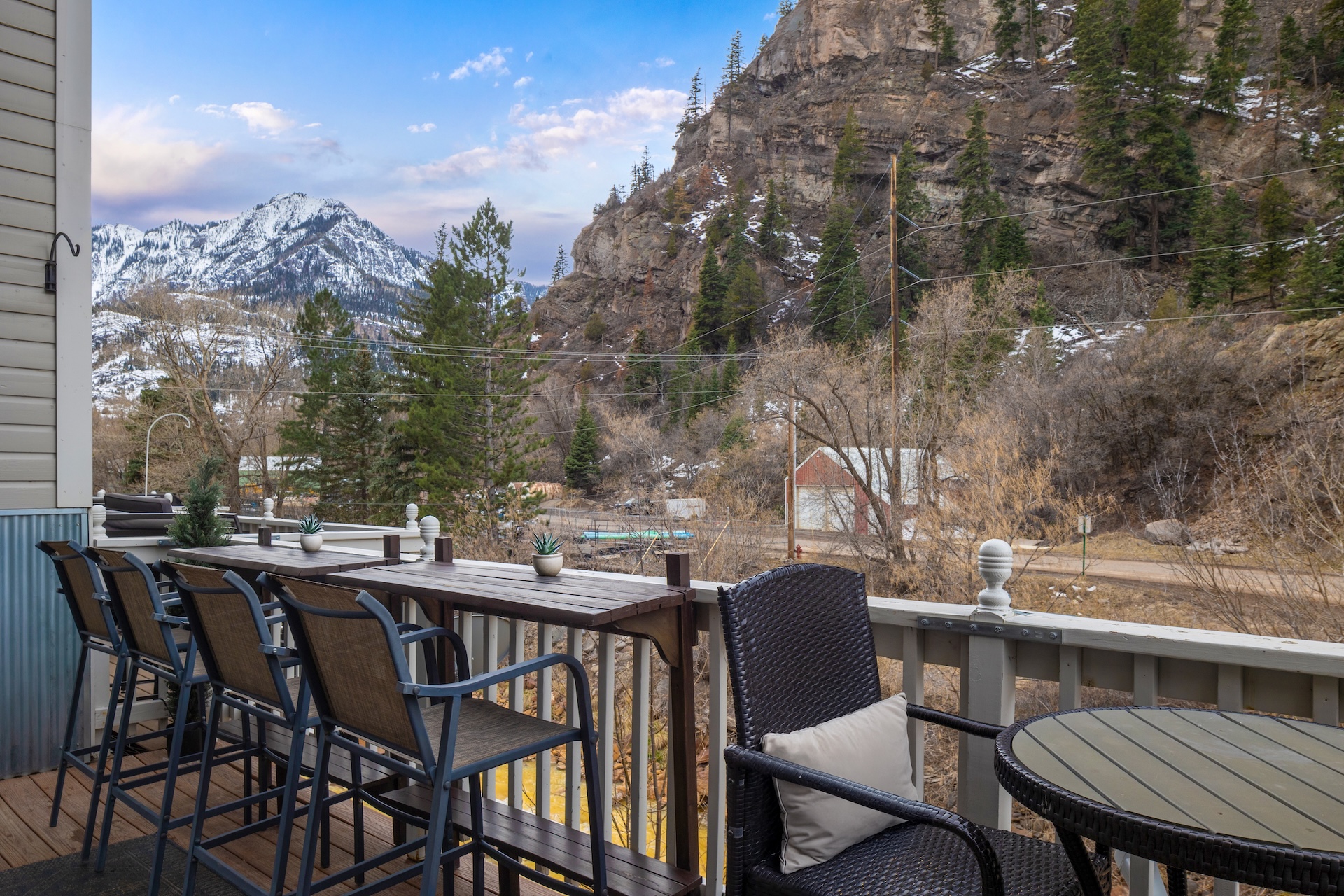 Back deck with gorgeous mountain views