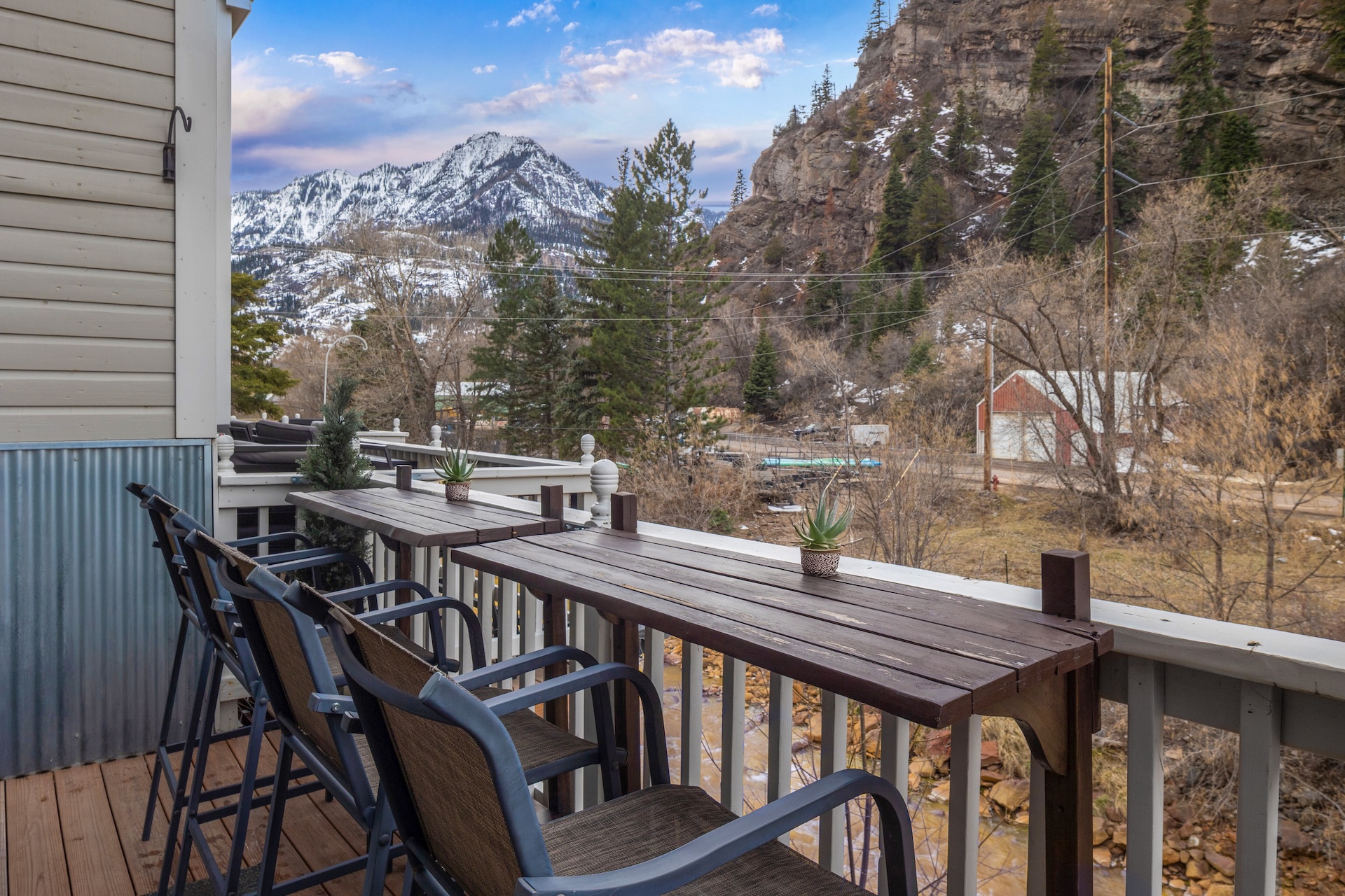 Sit back and relax on the patio with mountain views