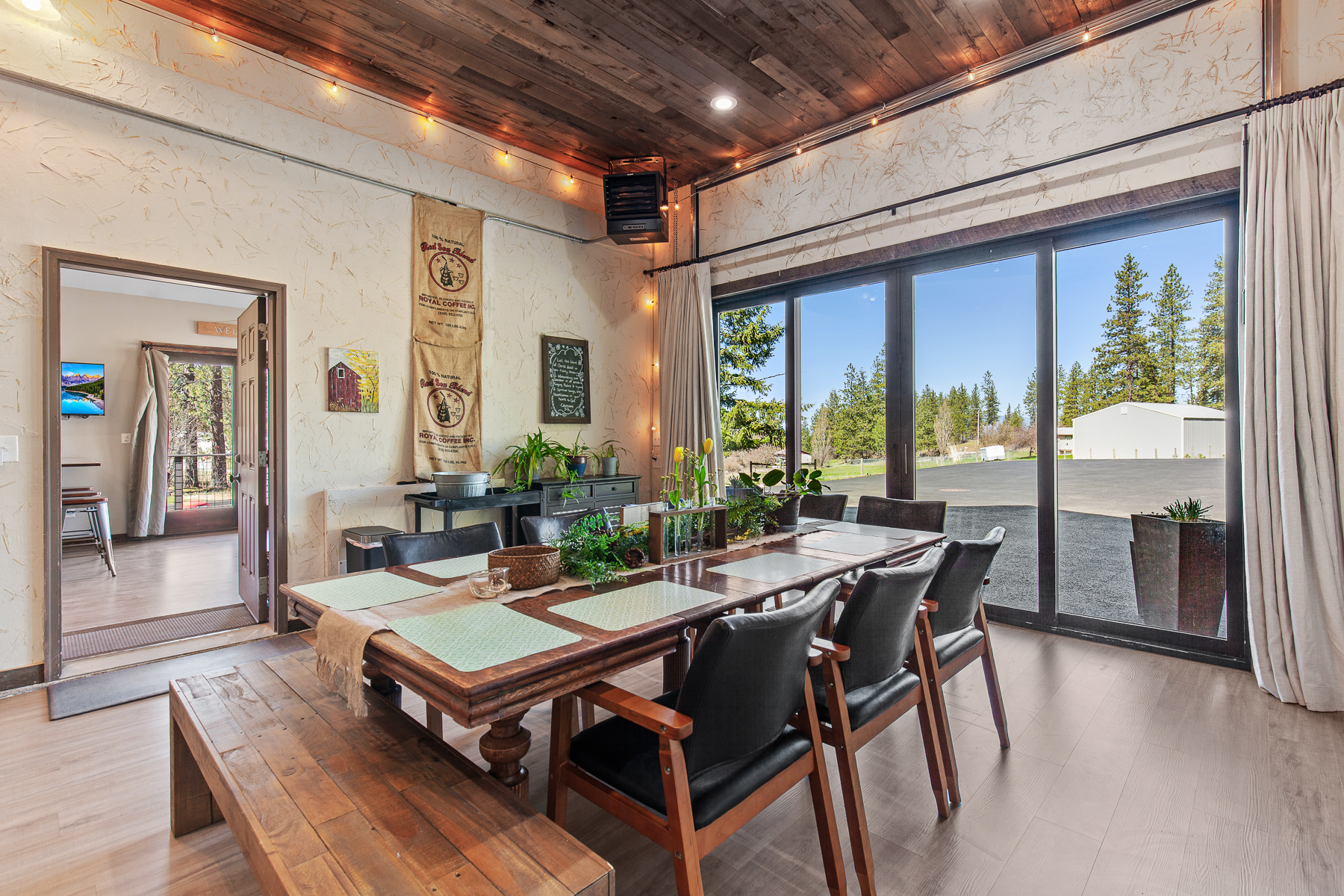 Enjoy meals together around a table that comfortably seats 10.