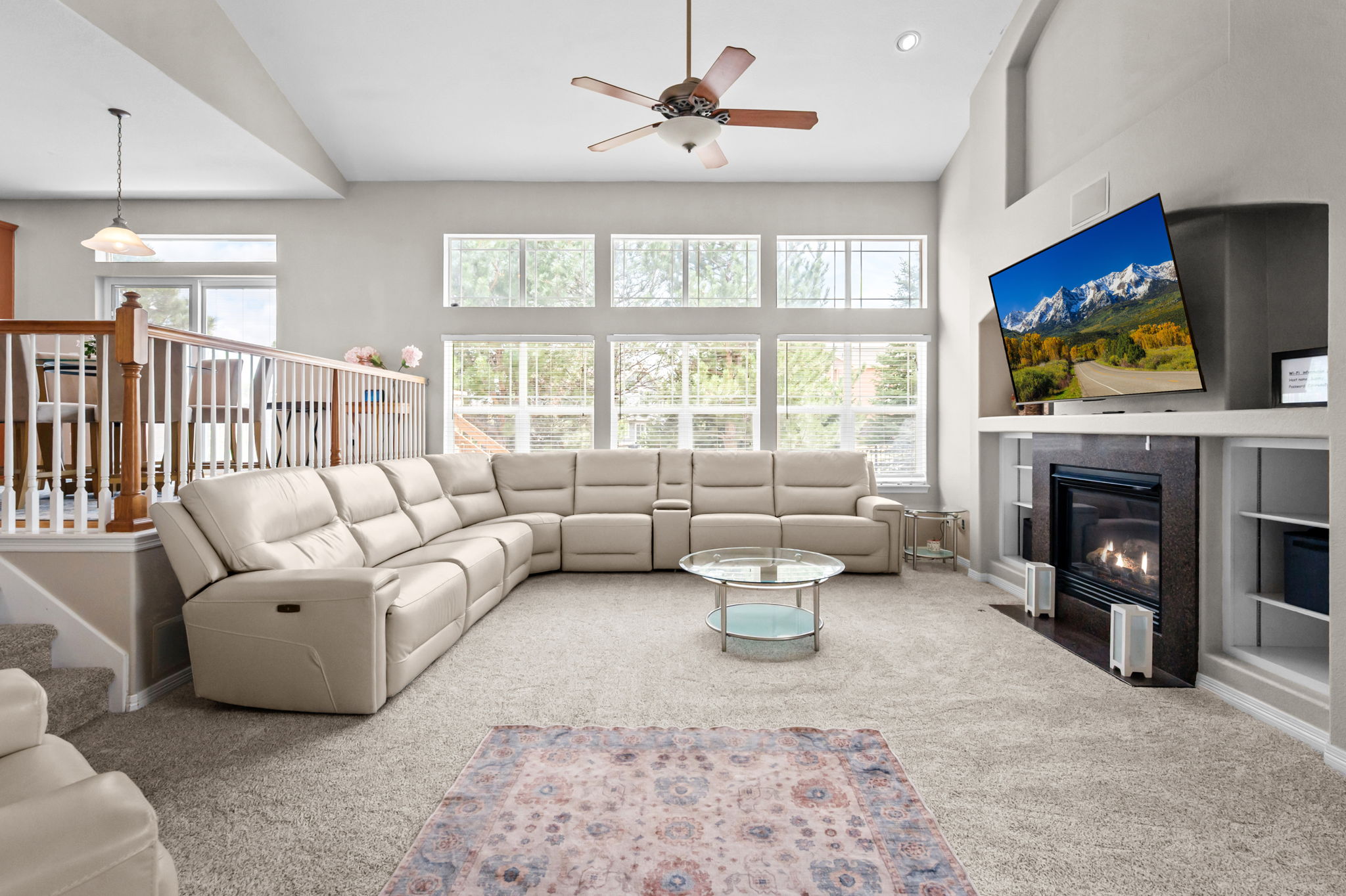 Cozy up in style- this living room is perfect for relaxation and gathering.