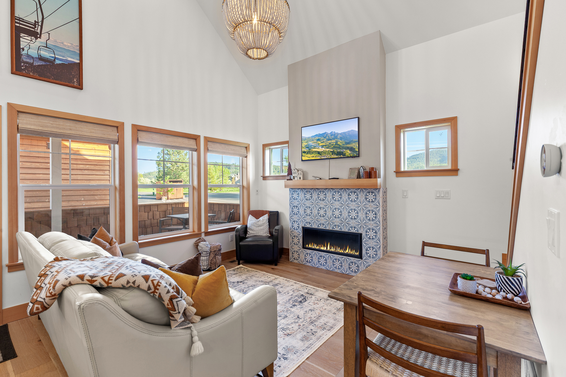 Cozy up in style- this living room is perfect for relaxation and gathering.
