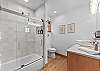 Spacious ensuite bathroom attached to King bedroom – with tub and shower combo for added flexibility.