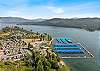 Bird's-eye view of our property's prime location – with Lake Pend Oreille and the community marina just steps away.