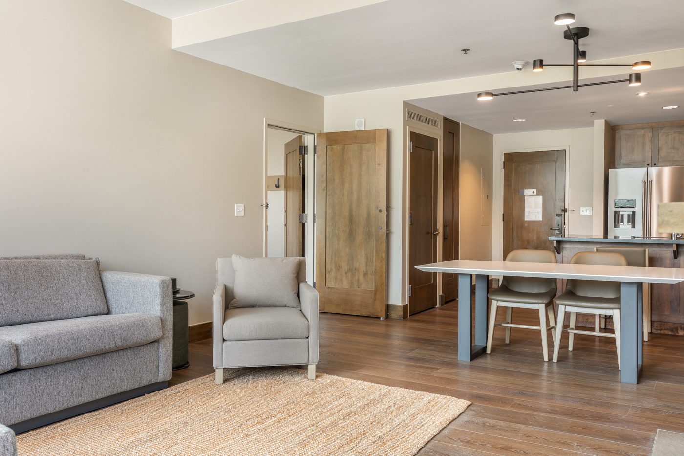 Open concept dining and living room area, 