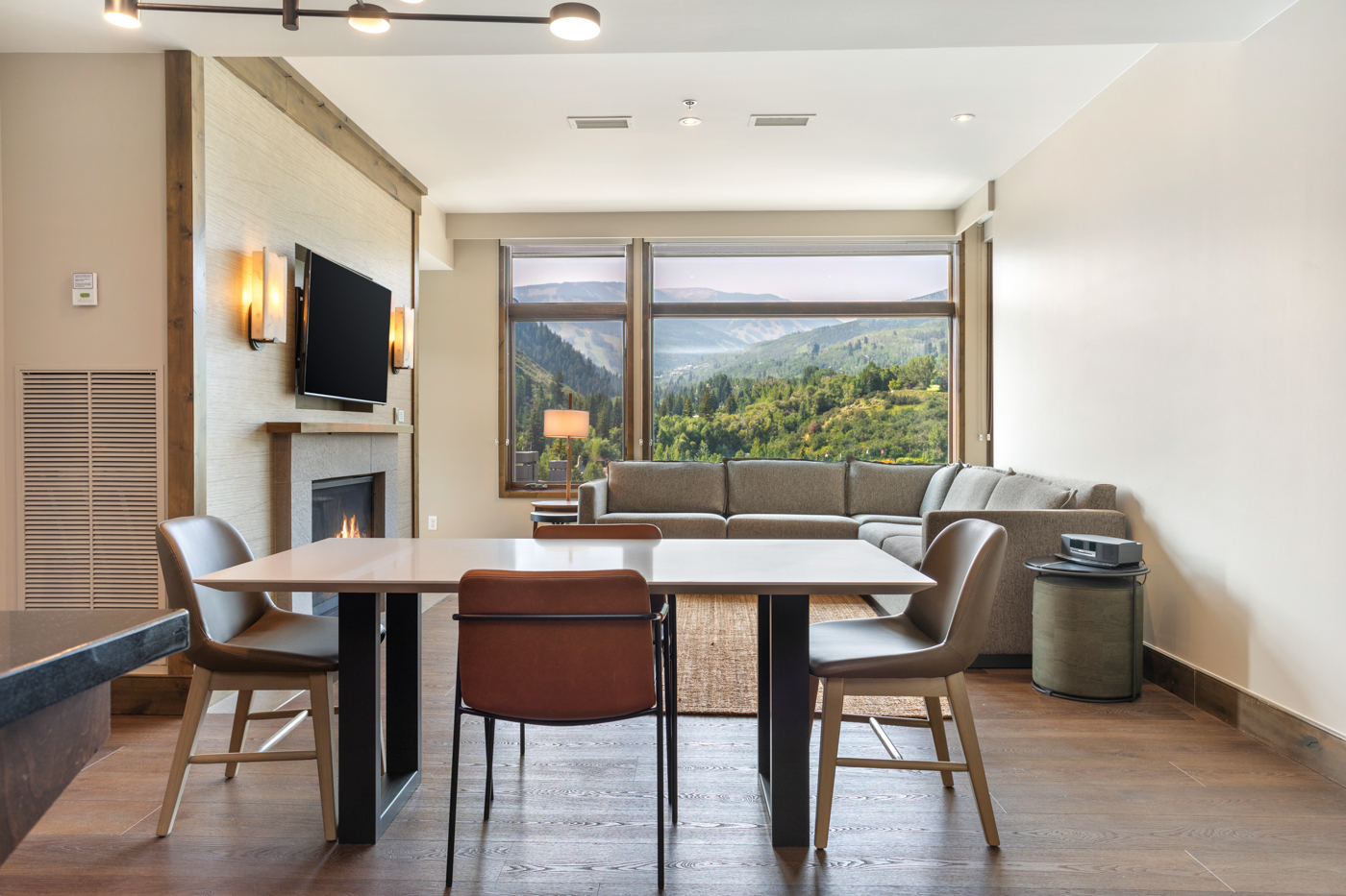 Open concept dining and living room area, 