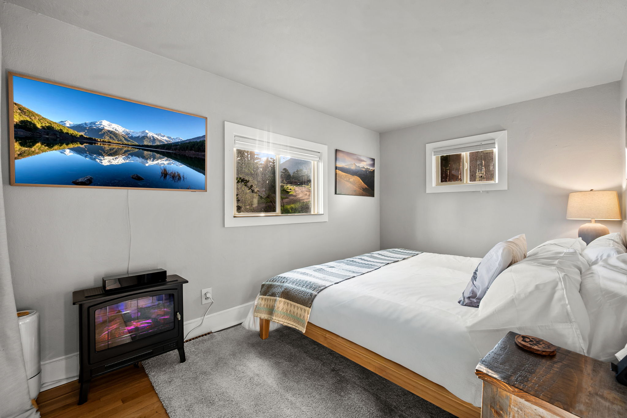 Your private retreat—king bed, soft linens, and a Smart TV for laid-back evenings.