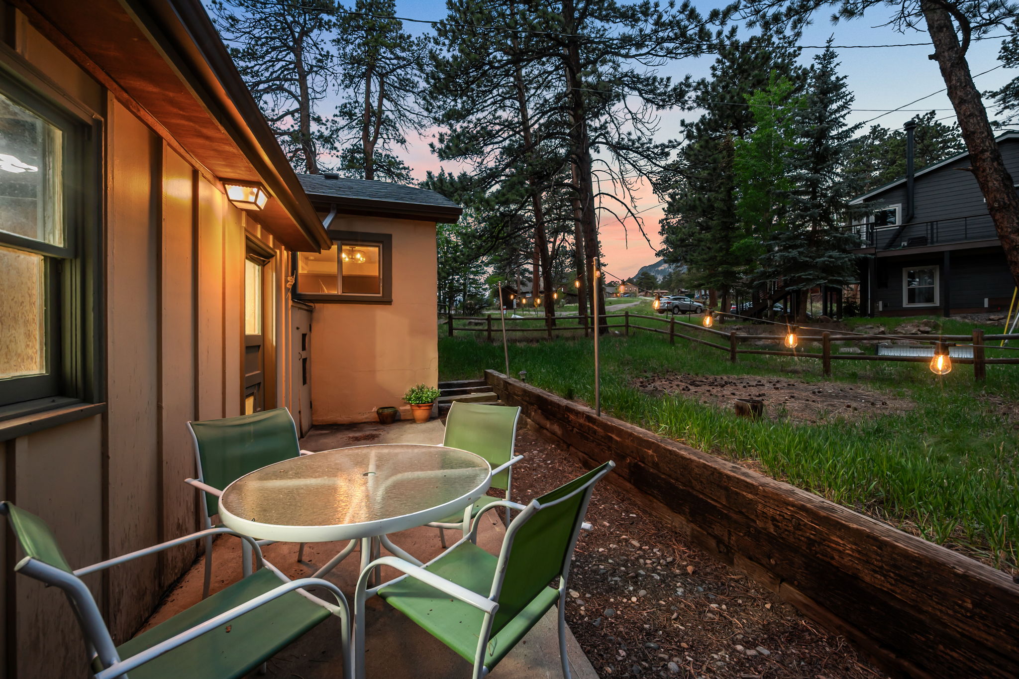 Gather, grill, and unwind on the patio in the backyard. 