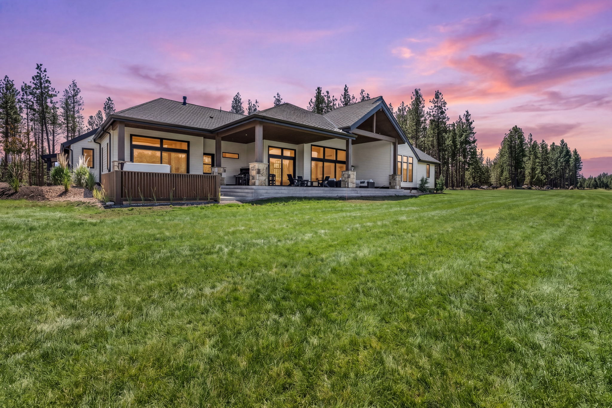 Palla Lane Luxury Home at sunset.