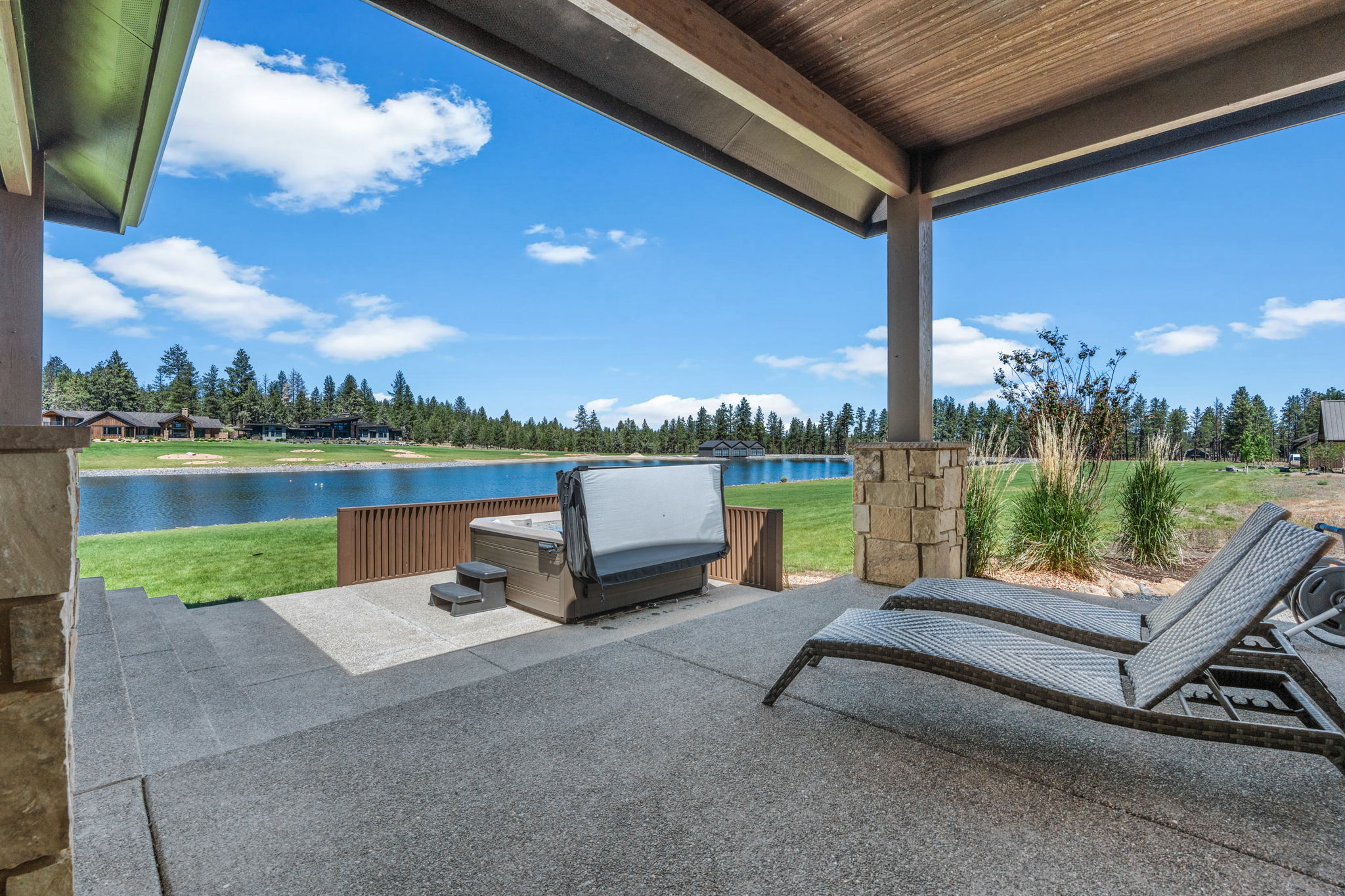 Kick back and relax under the outdoor patio area. 