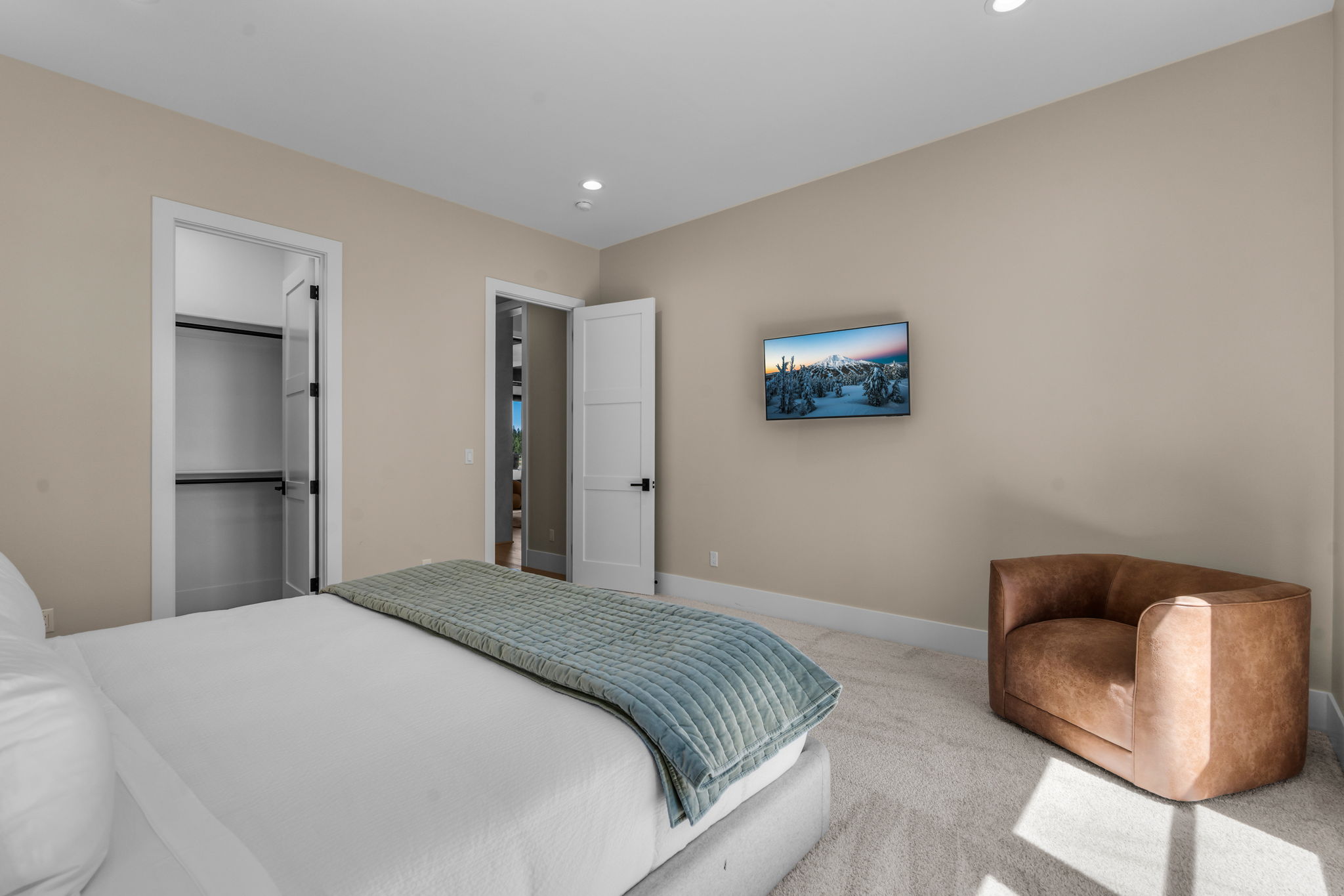 King bedroom with smart TV. 