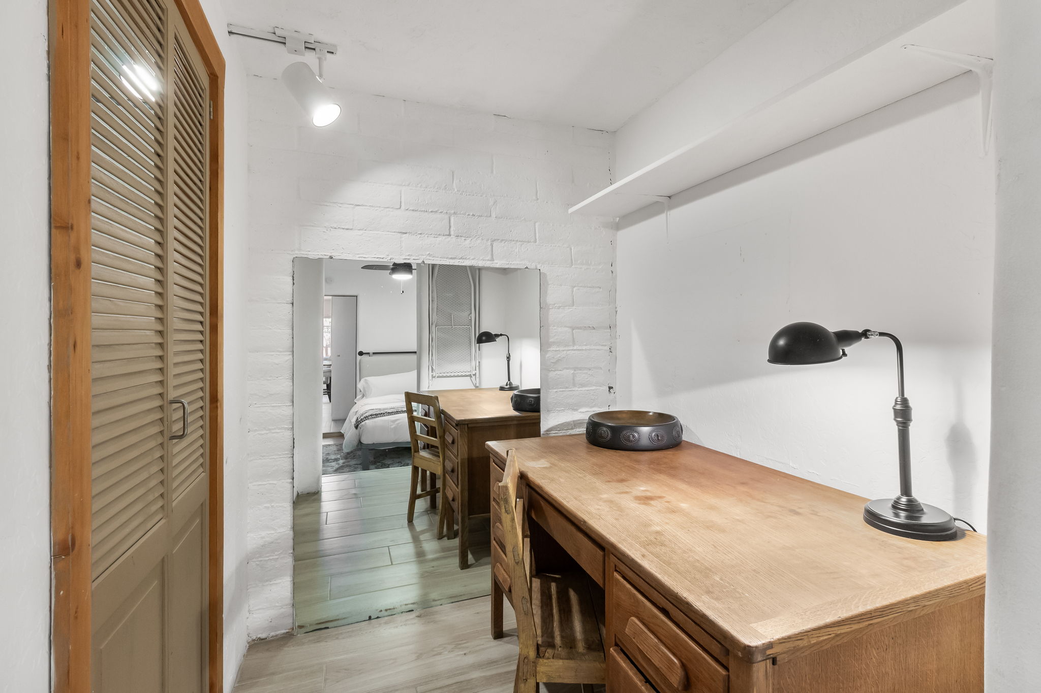 A desk + chair is provided for those that need to work remotely. 