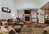 Our spacious living room with gas fireplace and smart TV.