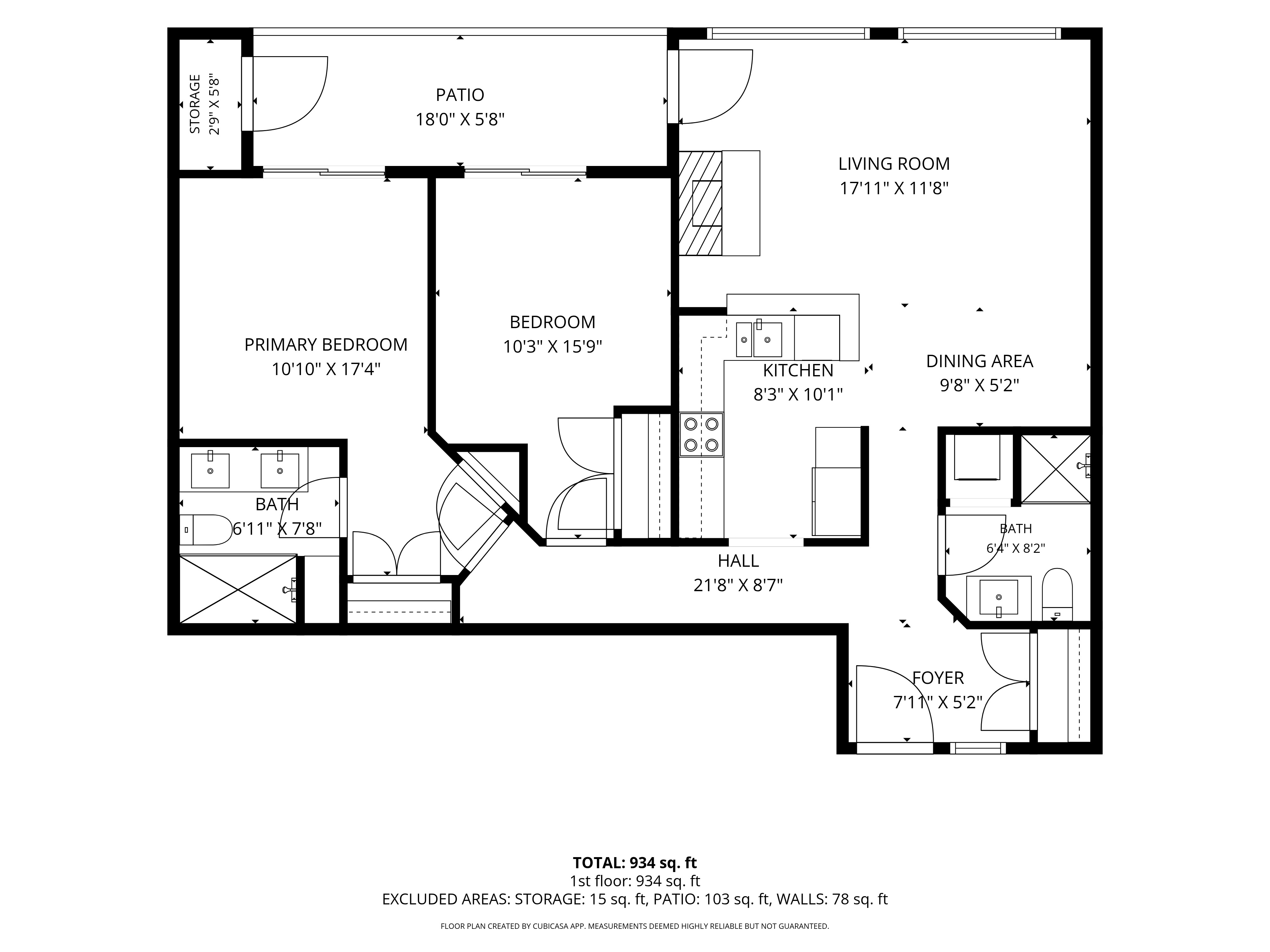 Floor plan of condo. 