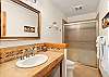 Gull bathroom with shower. 
