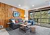 Comfortable queen sofa sleeper in living room. 